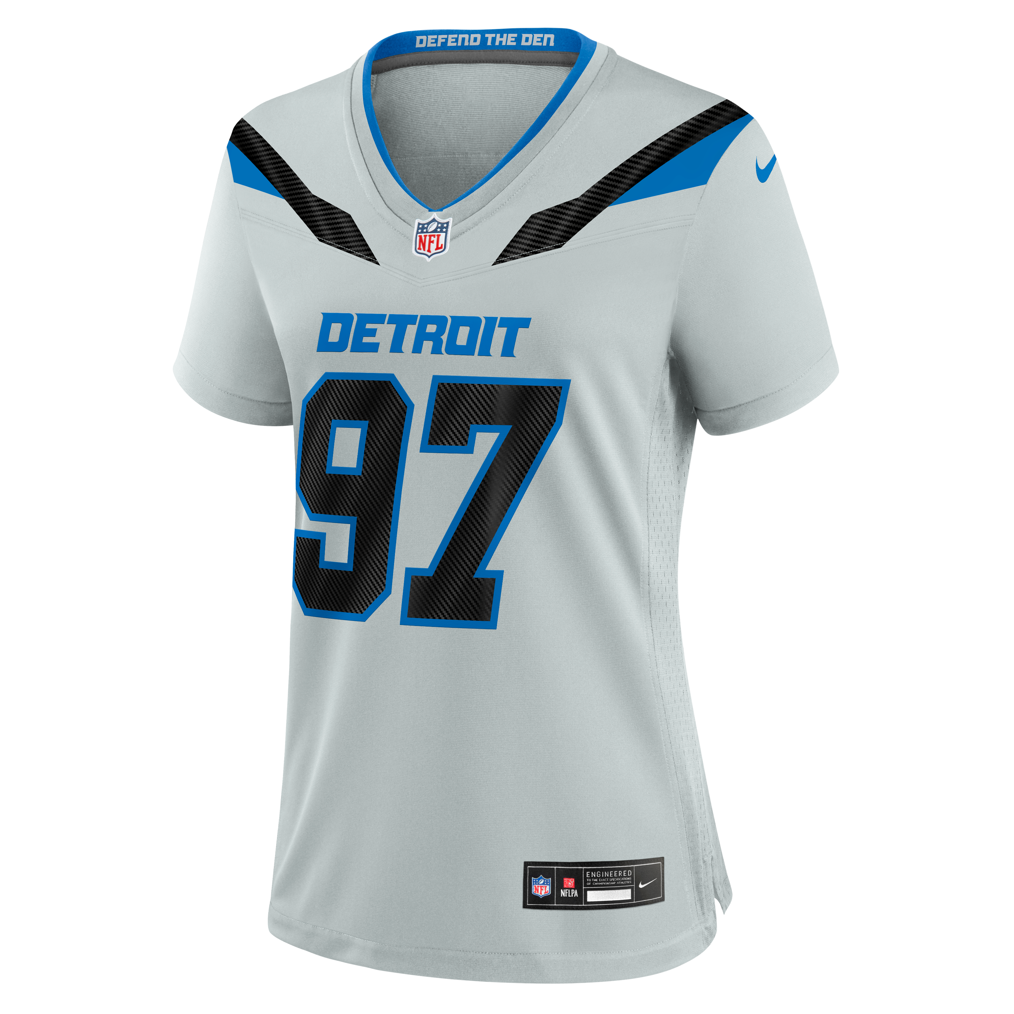Women's Nike Aidan Hutchinson Silver Detroit Lions 2026 Rivalries Collection Game Jersey