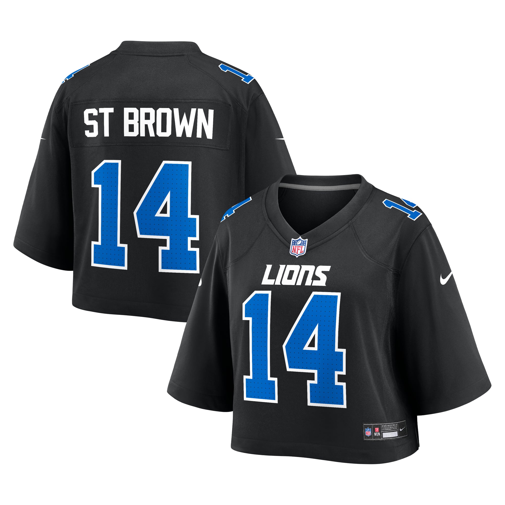 Maillot de match court Nike Amon-Ra St. marron et noir des Lions Détroit pour femmes