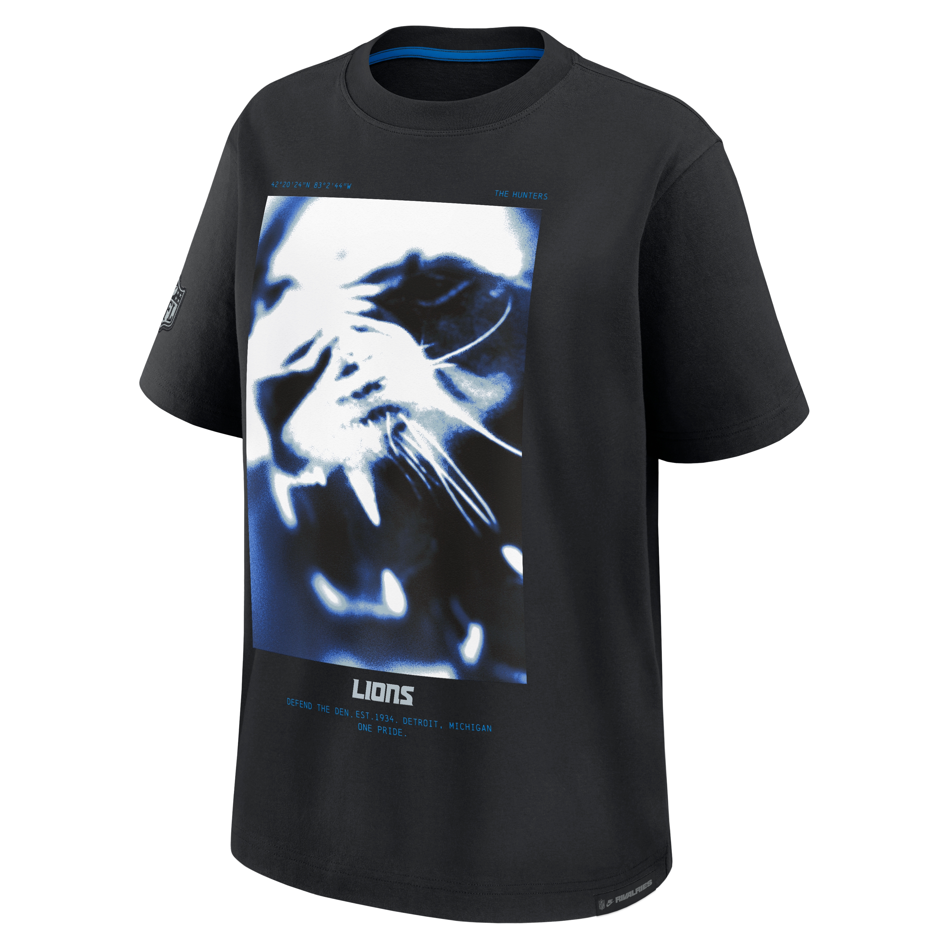 T-shirt boyfriend Nike Detroit Lions Collection 2026 Rivalries noir pour femme