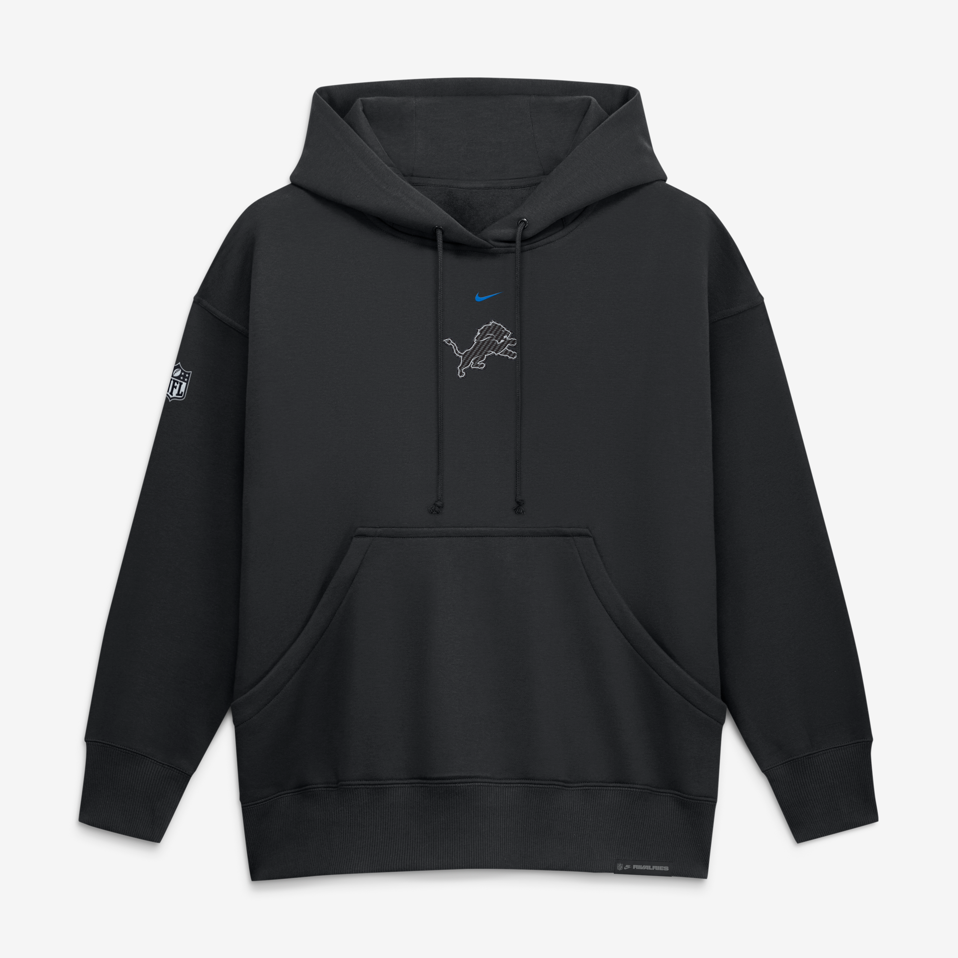 Sweat à capuche oversize Nike Detroit Lions Collection 2026 Rivalries pour femme, noir