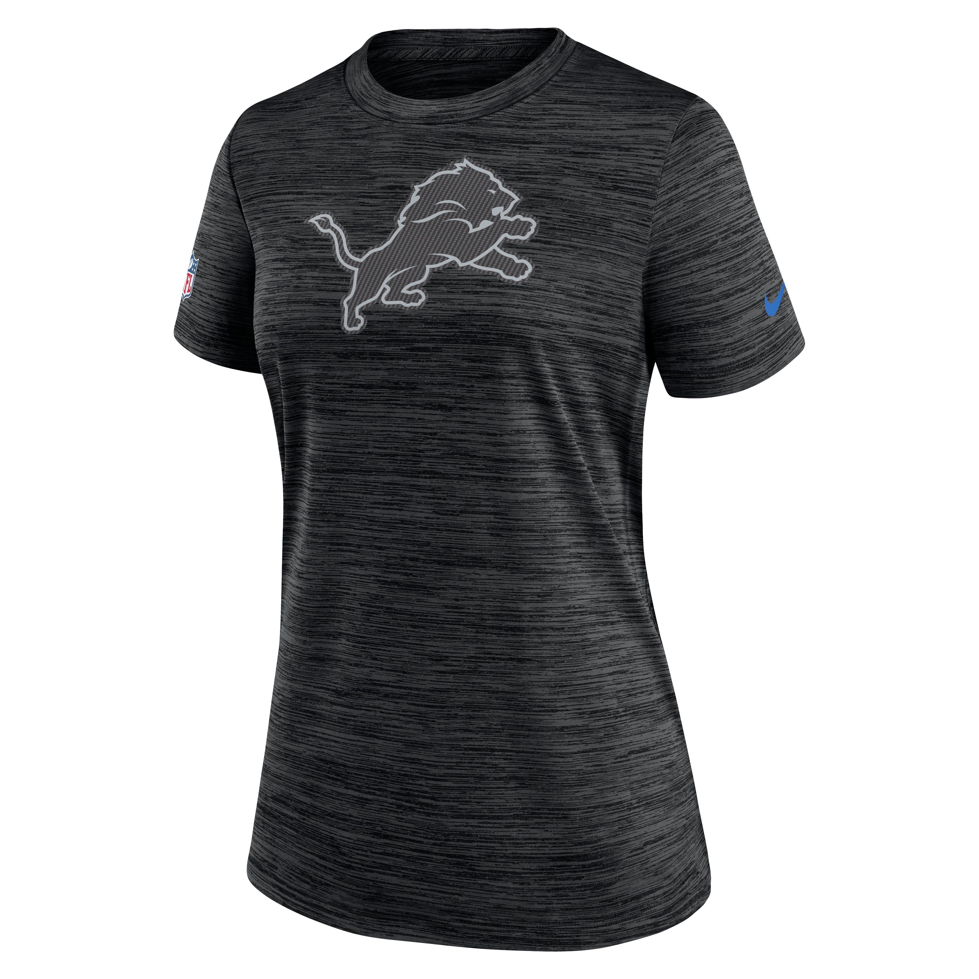 T-shirt Nike Sideline Velocity Dri-FIT pour femme, collection Detroit Lions 2026 Rivalries, noir