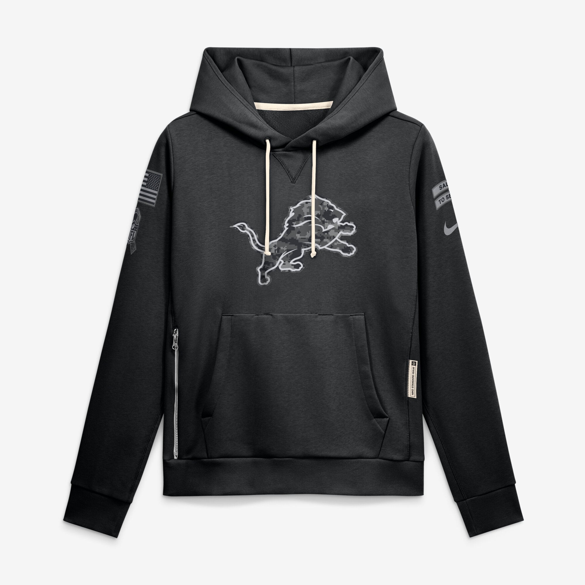Sweat à capuche Nike Detroit Lions 2026 Salute to Service Sideline Dri-FIT noir pour femme