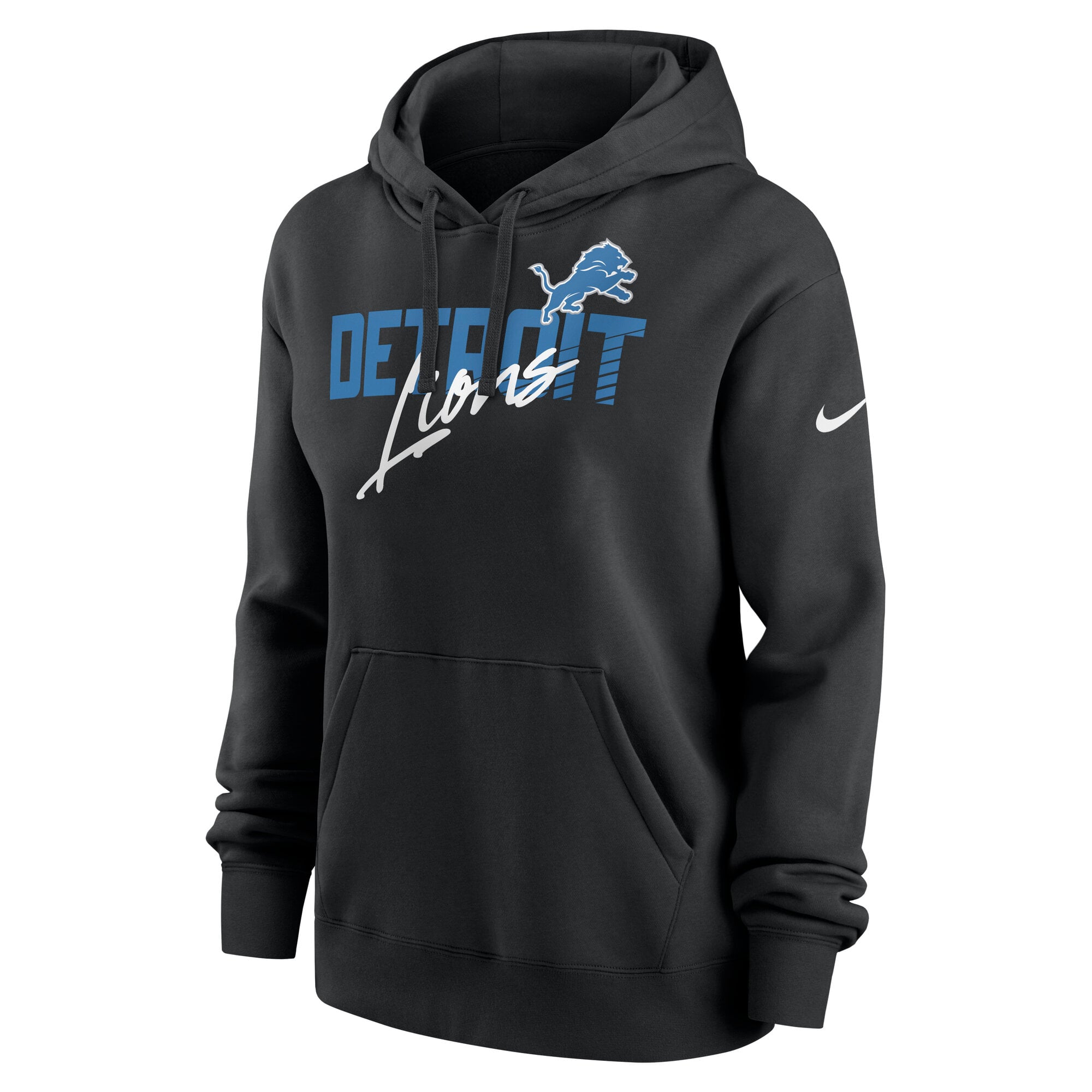 Sweat à capuche en polaire Nike Detroit Lions Wordmark Club pour femme, noir