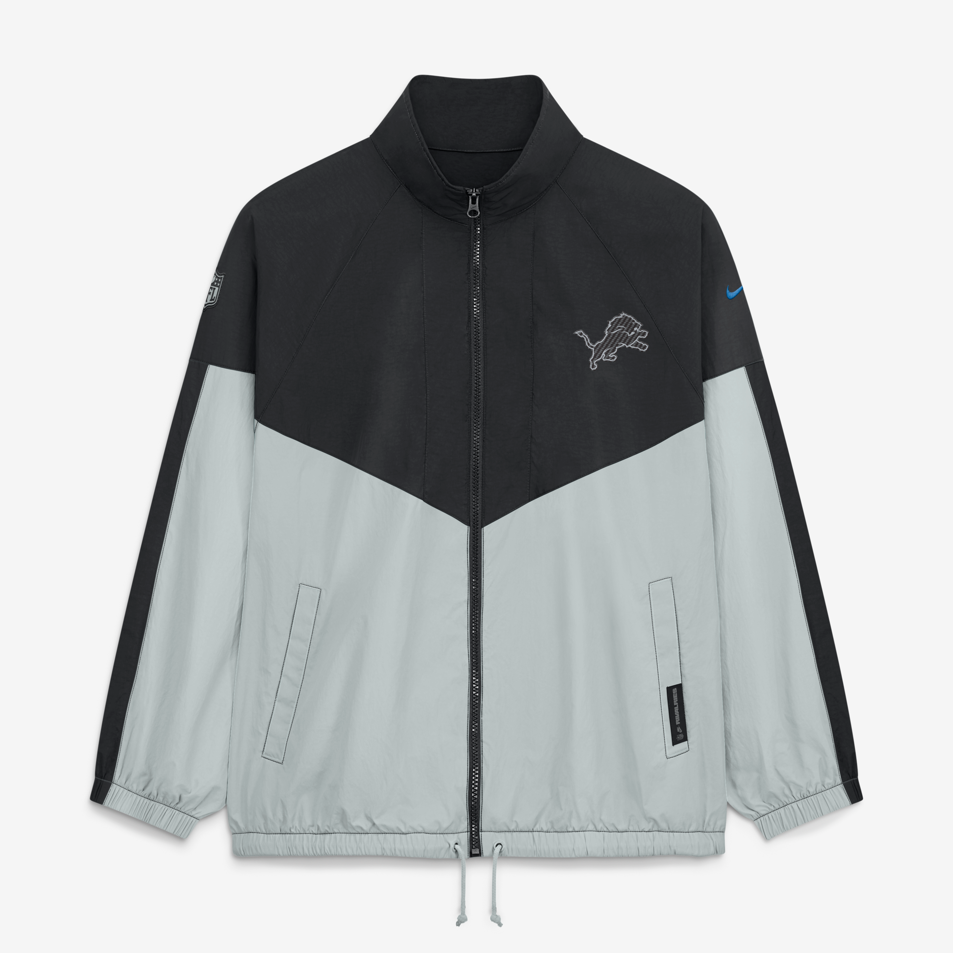 Veste zippée oversize Nike Detroit Lions Collection 2026 Rivalries pour femme, noire et grise