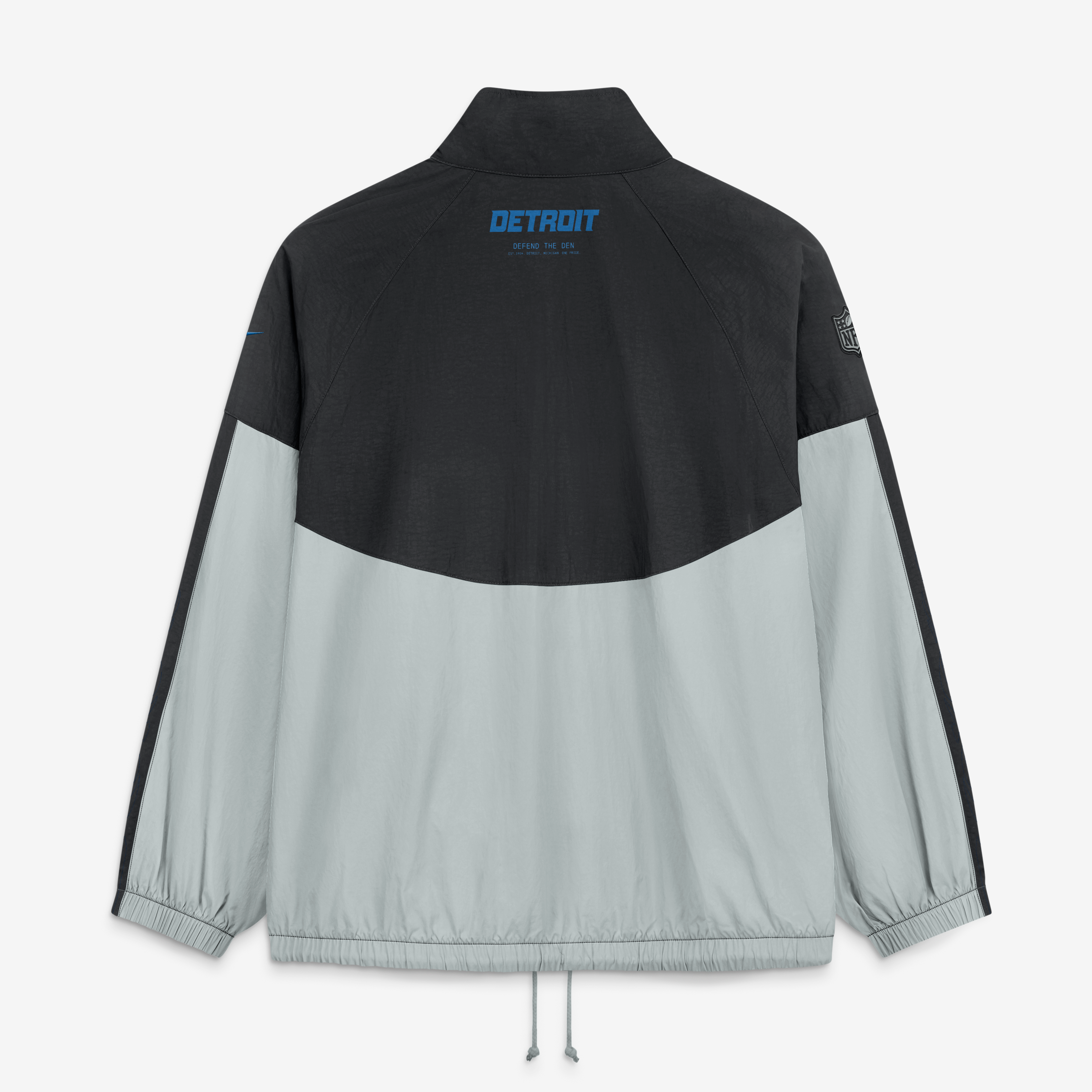 Veste zippée oversize Nike Detroit Lions Collection 2026 Rivalries pour femme, noire et grise