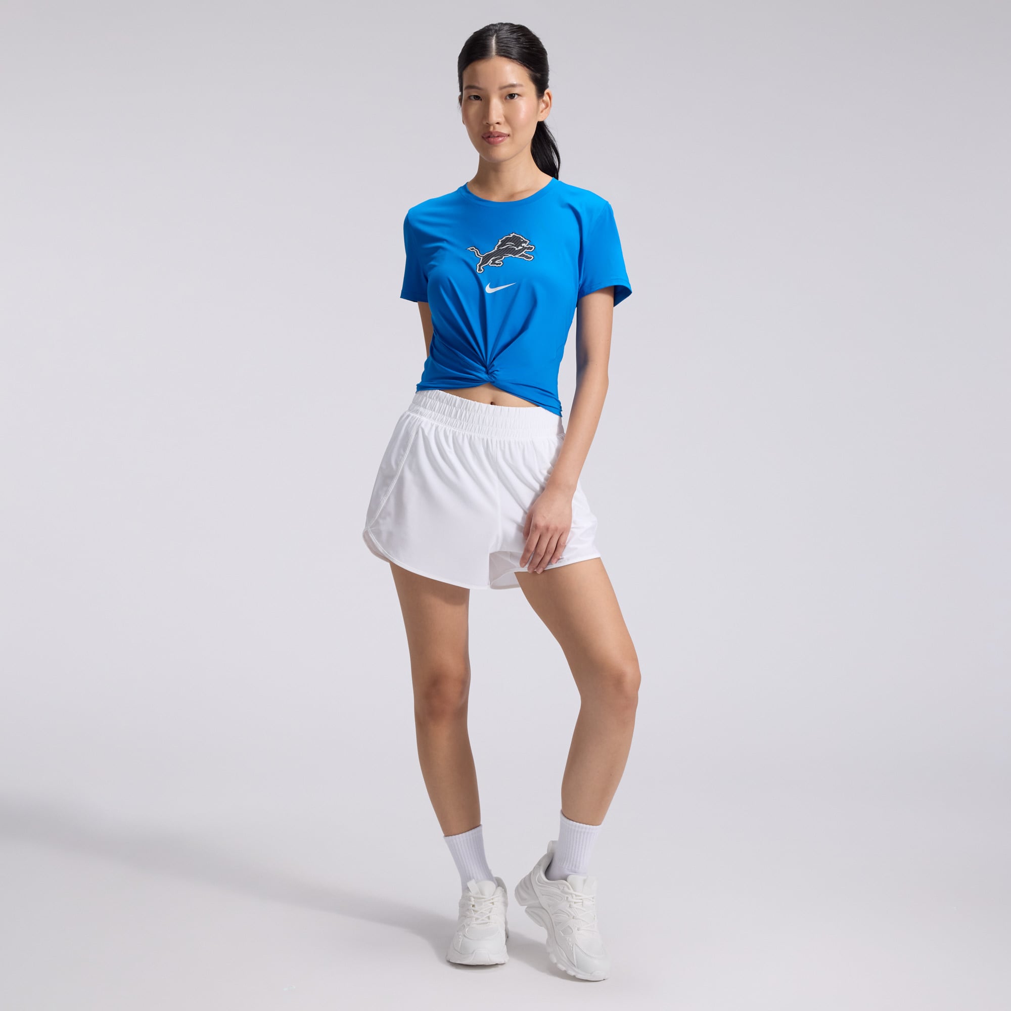 Women's Nike Blue Detroit Lions 2026 Rivalries Collection Classic Twist Cropped T-Shirt
