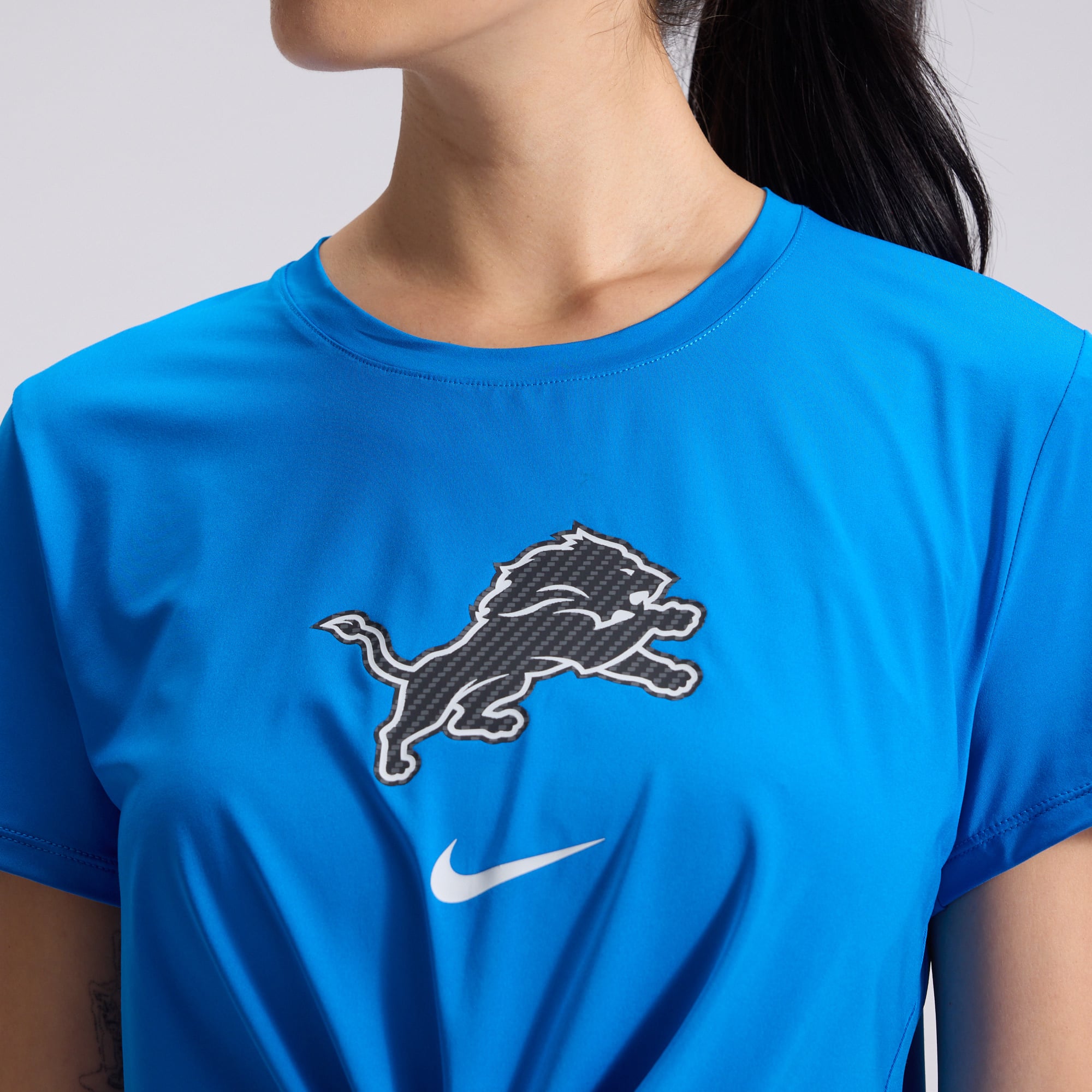 Women's Nike Blue Detroit Lions 2026 Rivalries Collection Classic Twist Cropped T-Shirt