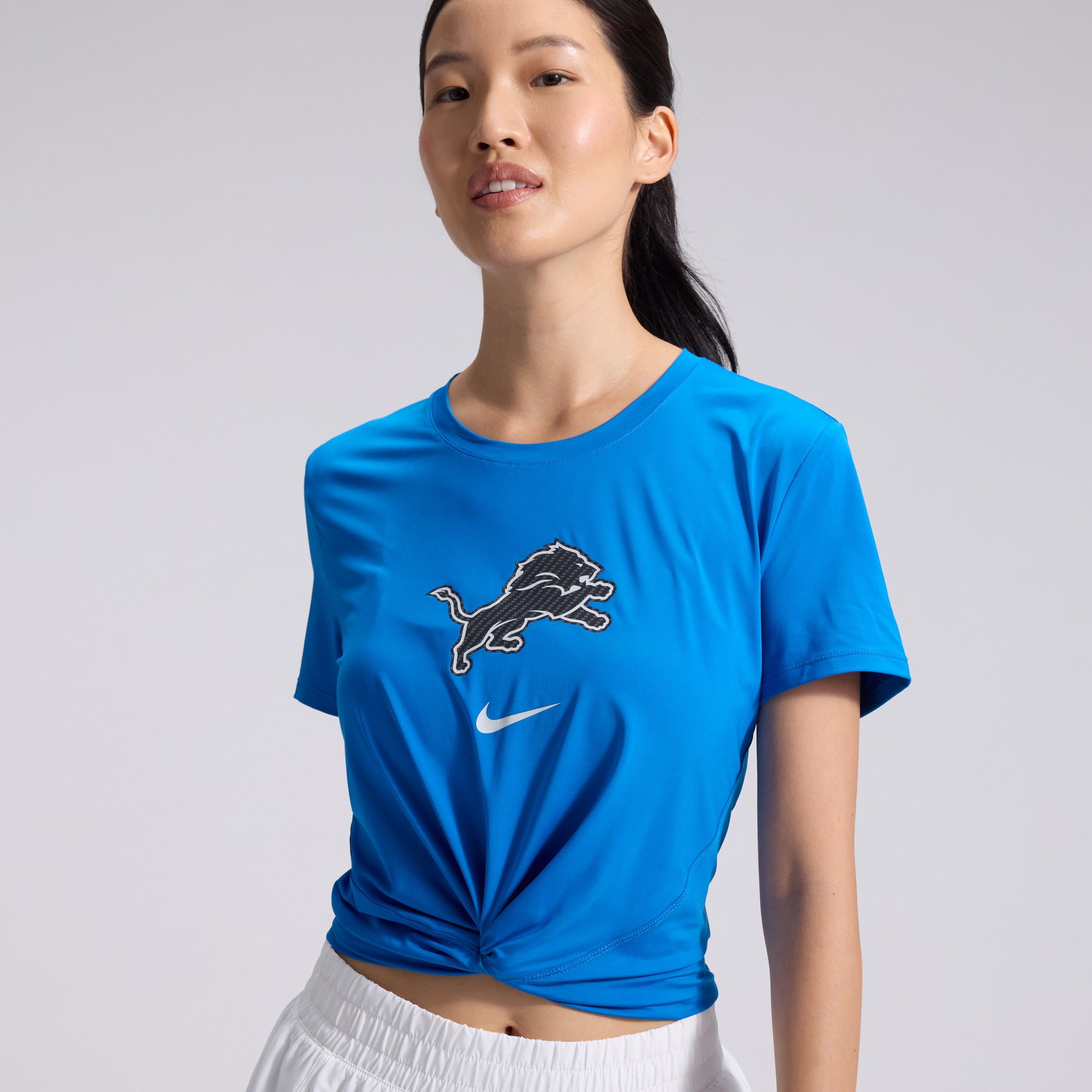 Women's Nike Blue Detroit Lions 2026 Rivalries Collection Classic Twist Cropped T-Shirt
