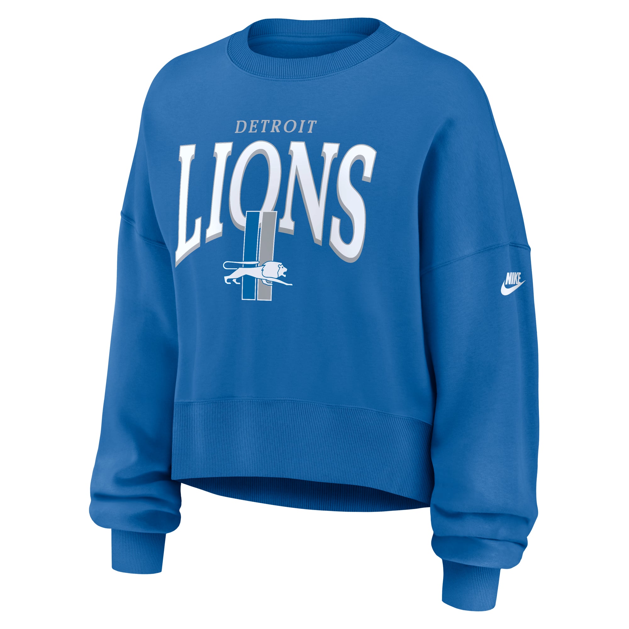 Women's Nike  Blue Detroit Lions Oversized Phoenix Fleece Sweatshirt