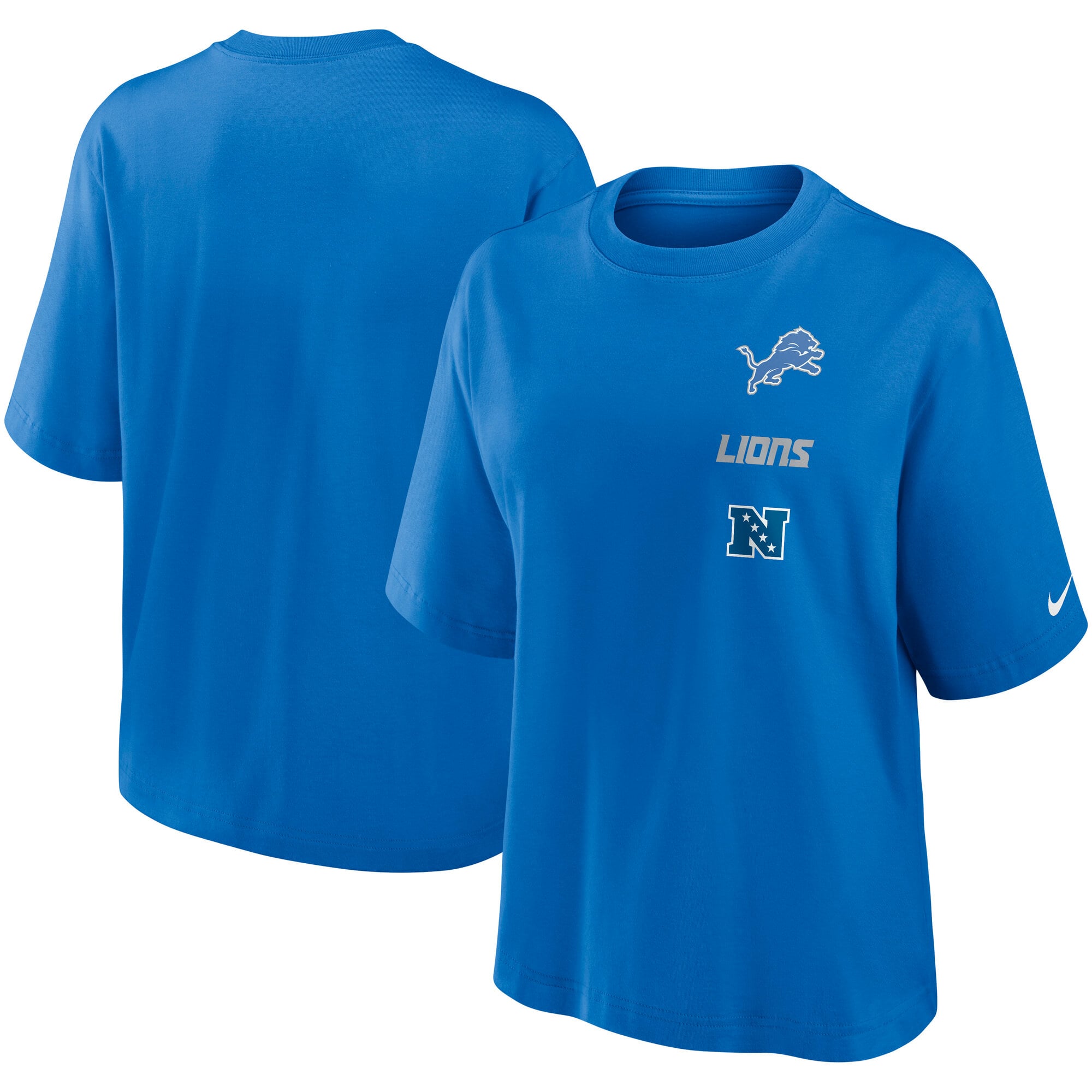 T-shirt ample et carré Nike Detroit Lions Primetime Premium Essential bleu pour femme