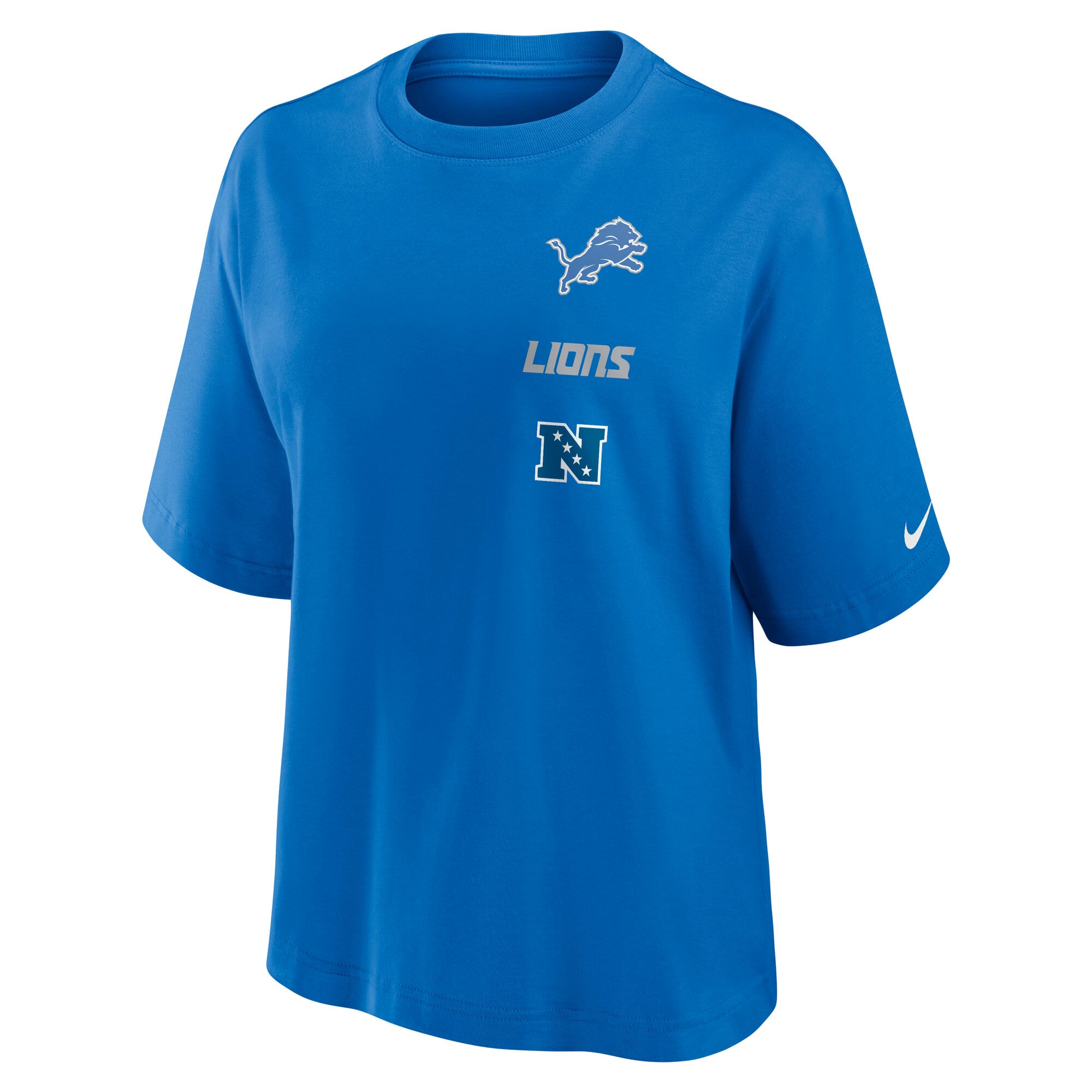 T-shirt ample et carré Nike Detroit Lions Primetime Premium Essential bleu pour femme