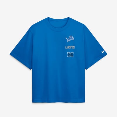 Detroit Lions Nike Women's Primetime Premium Essential Loose Fit Boxy T-Shirt - Blue