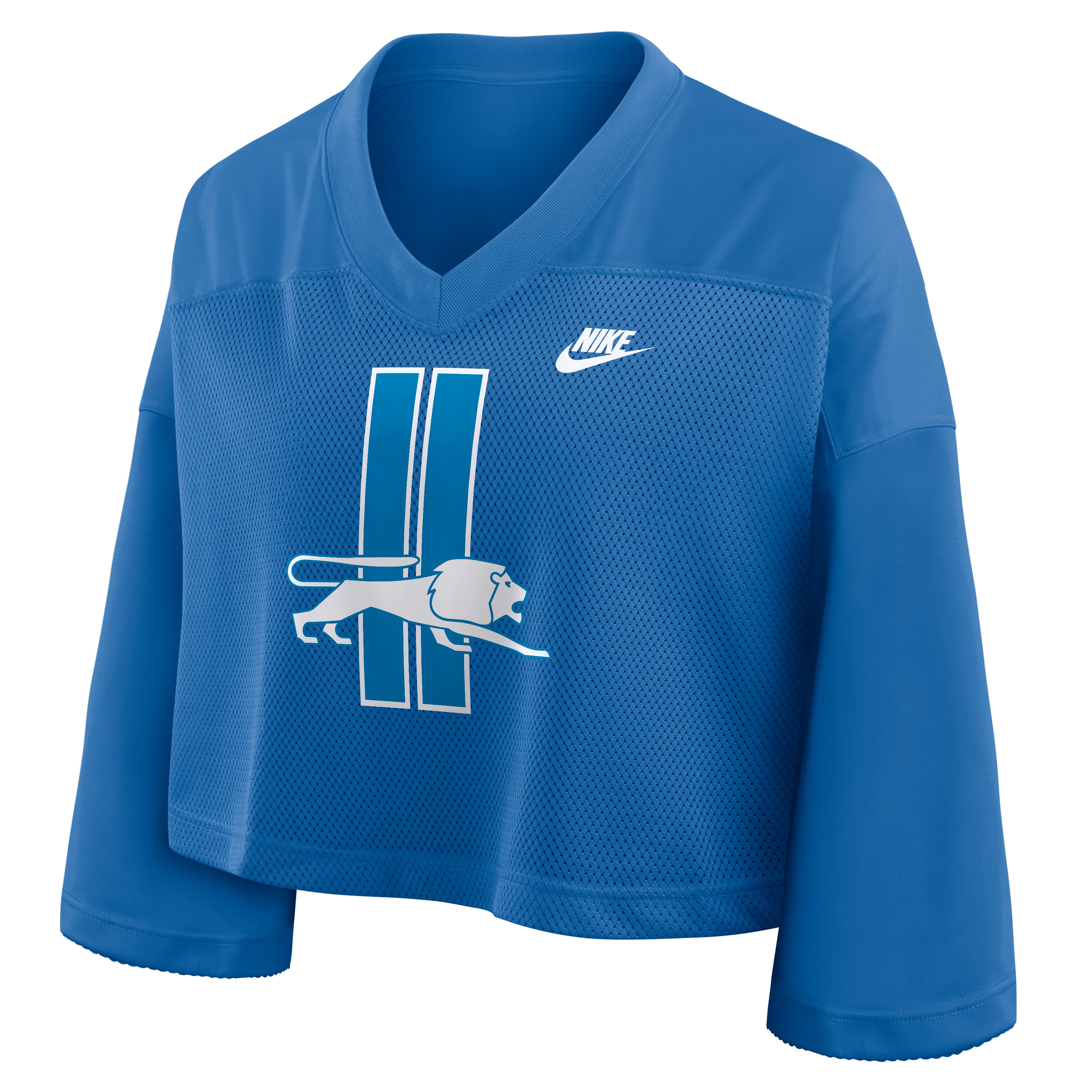 Women's Nike Blue Detroit Lions Rewind Cropped Mesh Dri-FIT Fashion Jersey