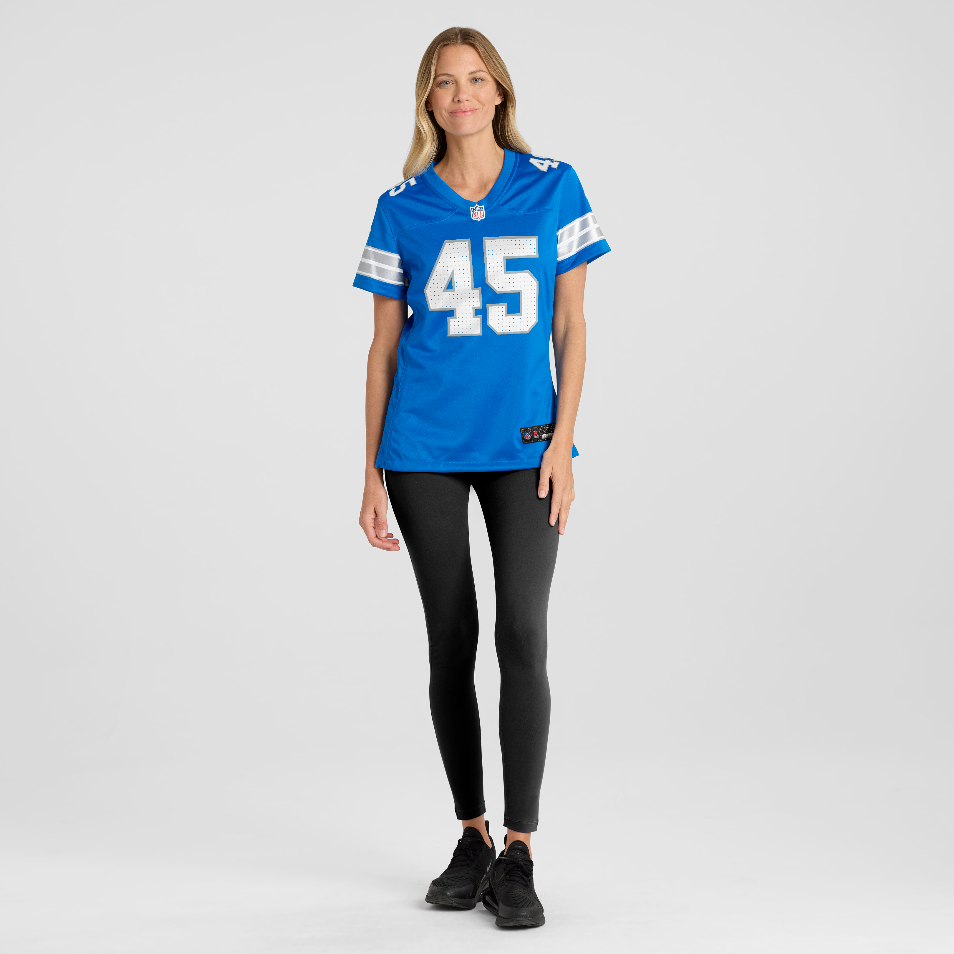 Maillot de match Nike Devin blanc et bleu pour femme, Detroit Lions.