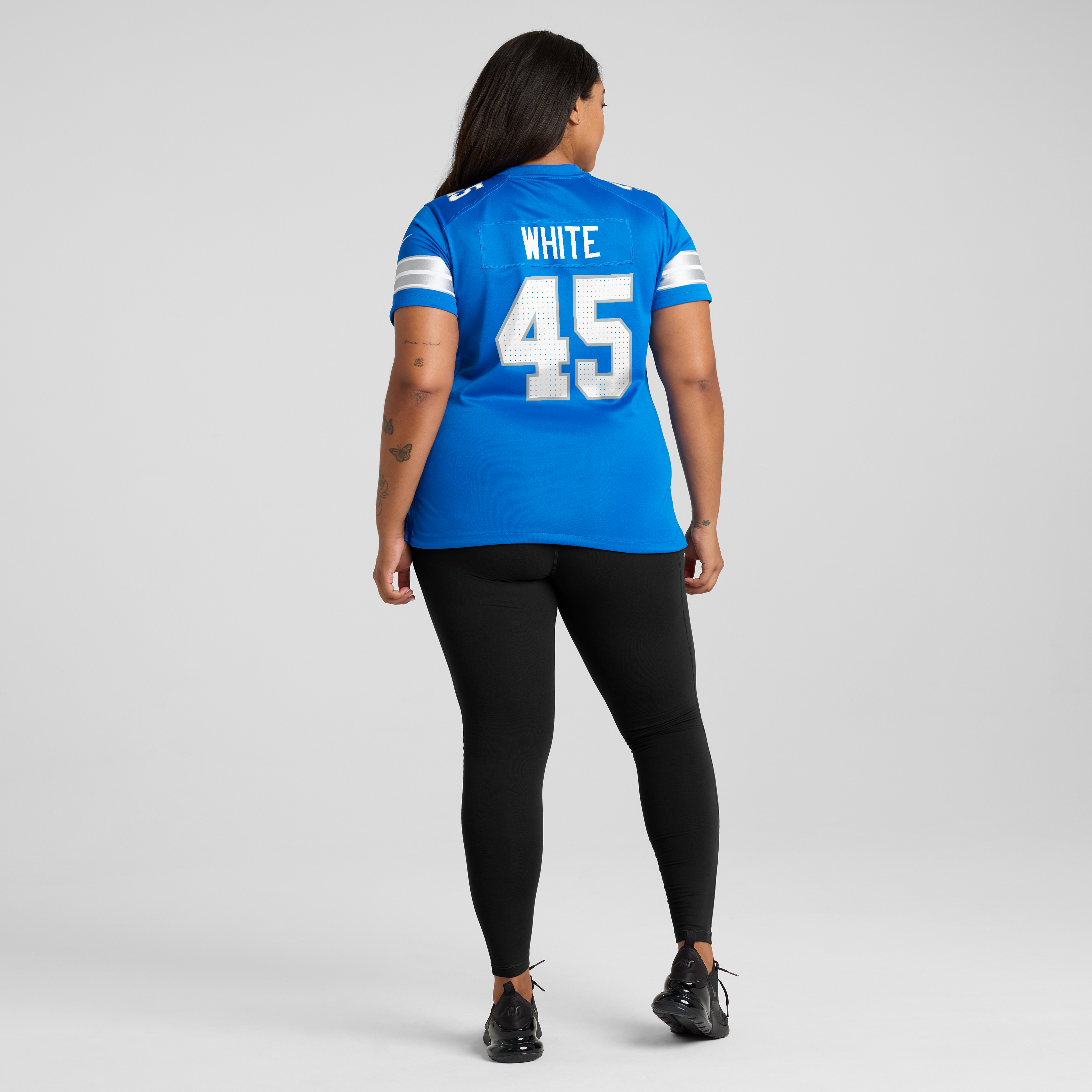 Maillot de match Nike Devin blanc et bleu pour femme, Detroit Lions.