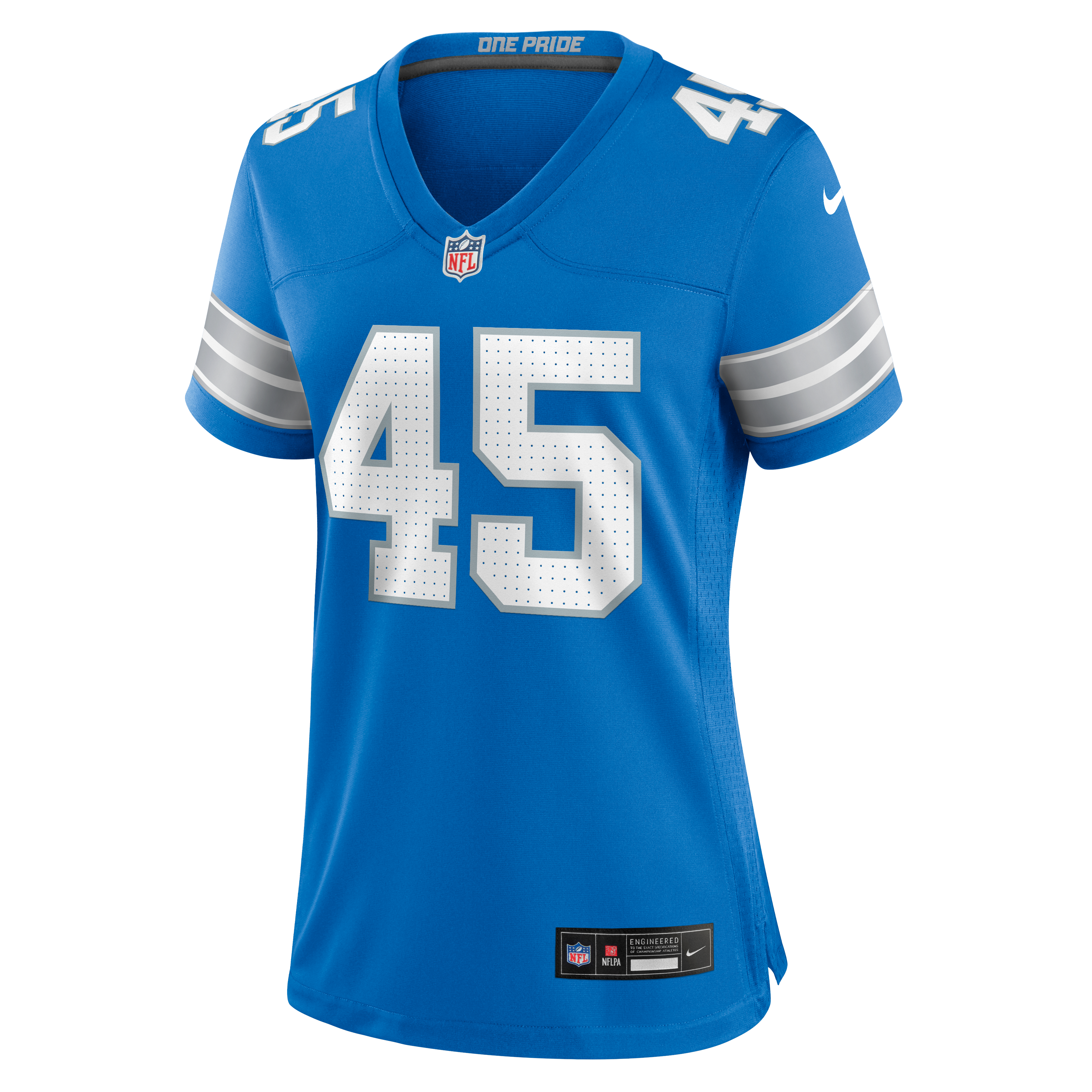 Maillot de match Nike Devin blanc et bleu pour femme, Detroit Lions.