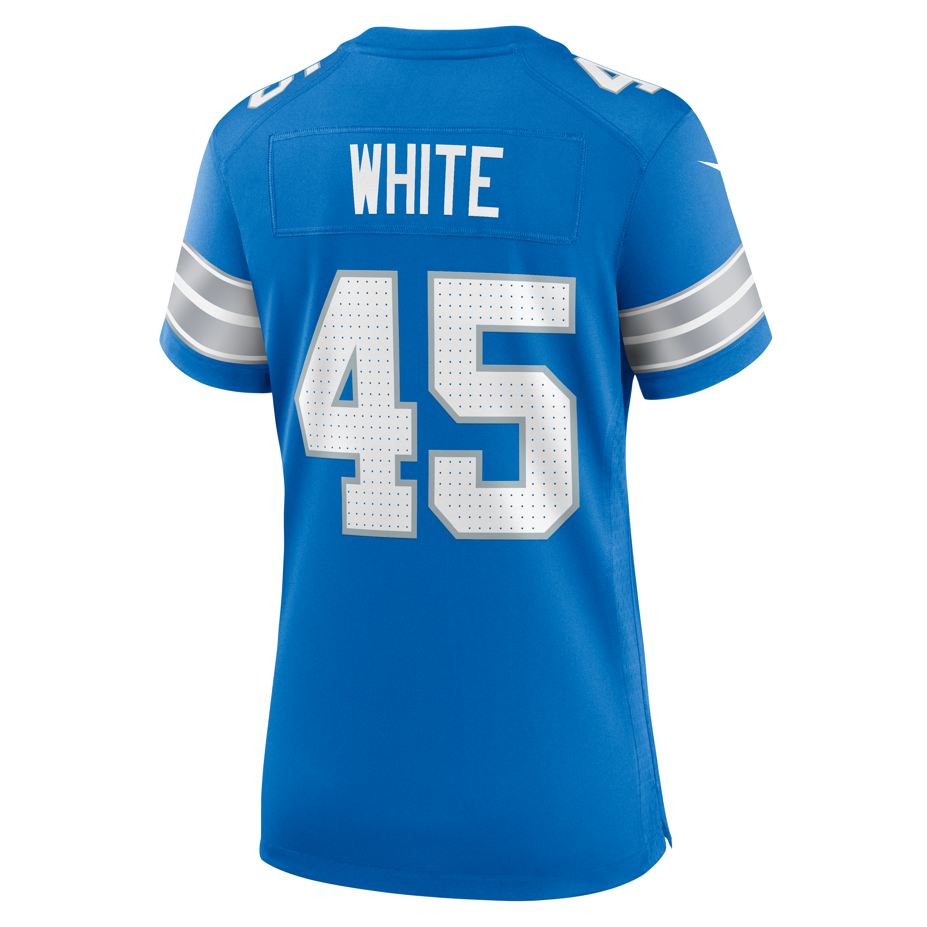 Maillot de match Nike Devin blanc et bleu pour femme, Detroit Lions.