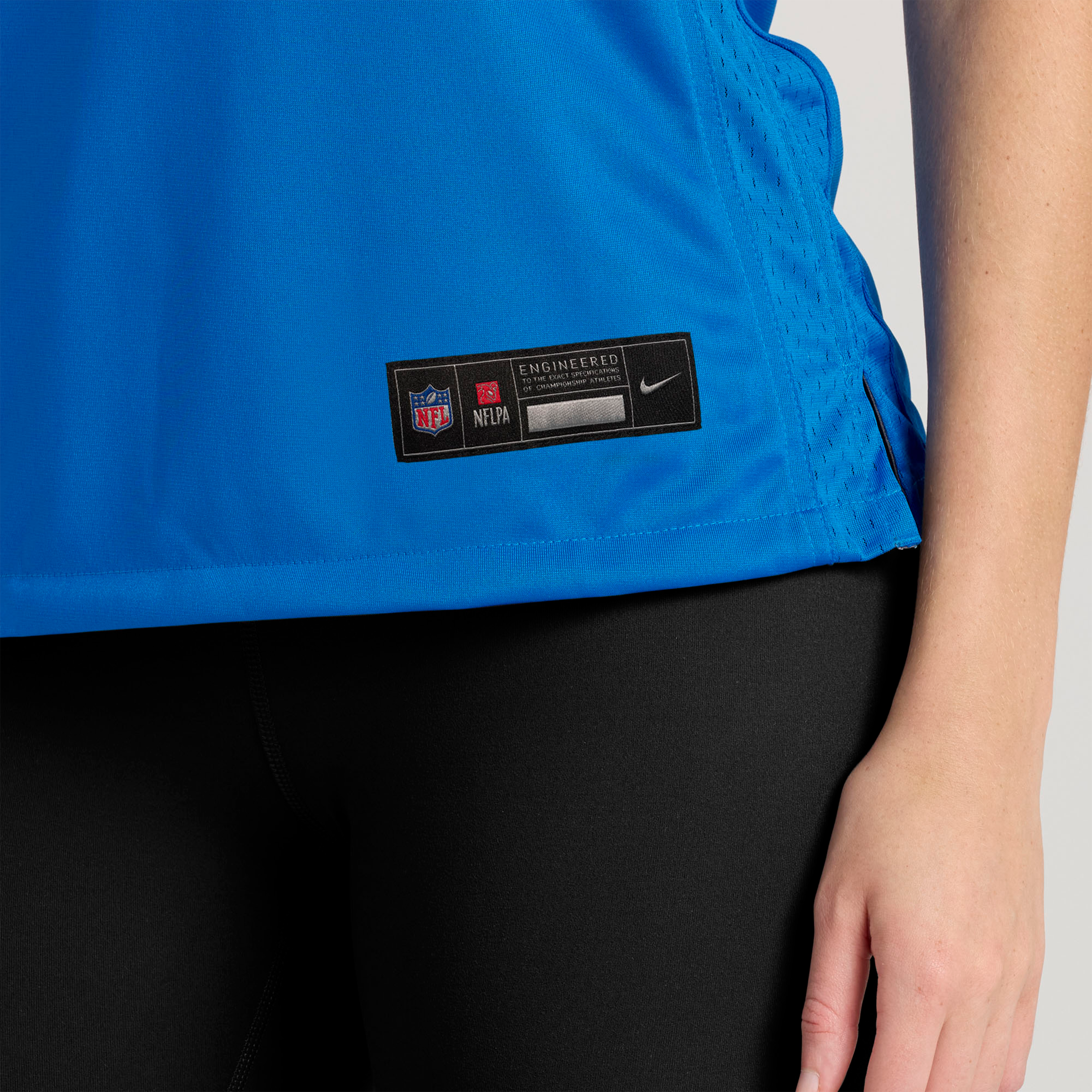 Maillot de match Nike Devin blanc et bleu pour femme, Detroit Lions.