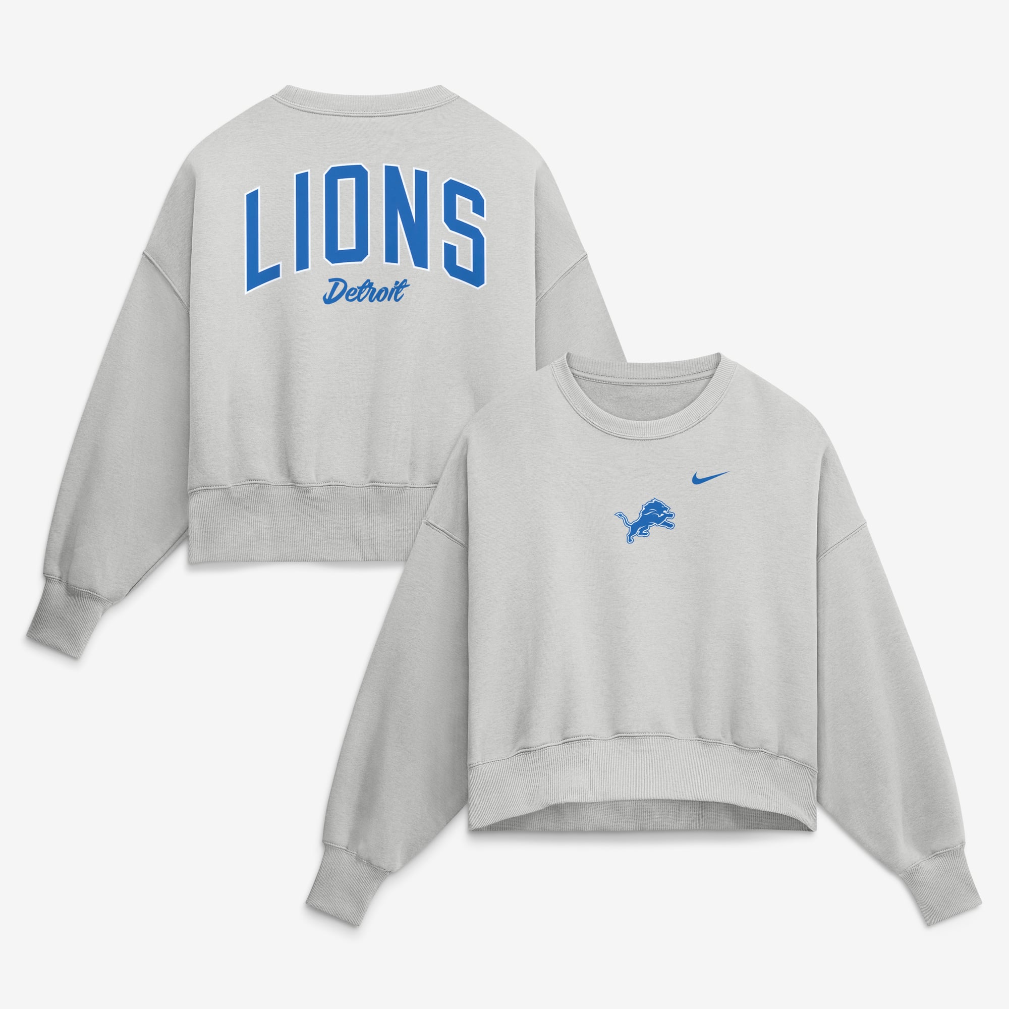 Sweat-shirt polaire surdimensionné Nike Detroit Lions Primetime Phoenix gris pour femme