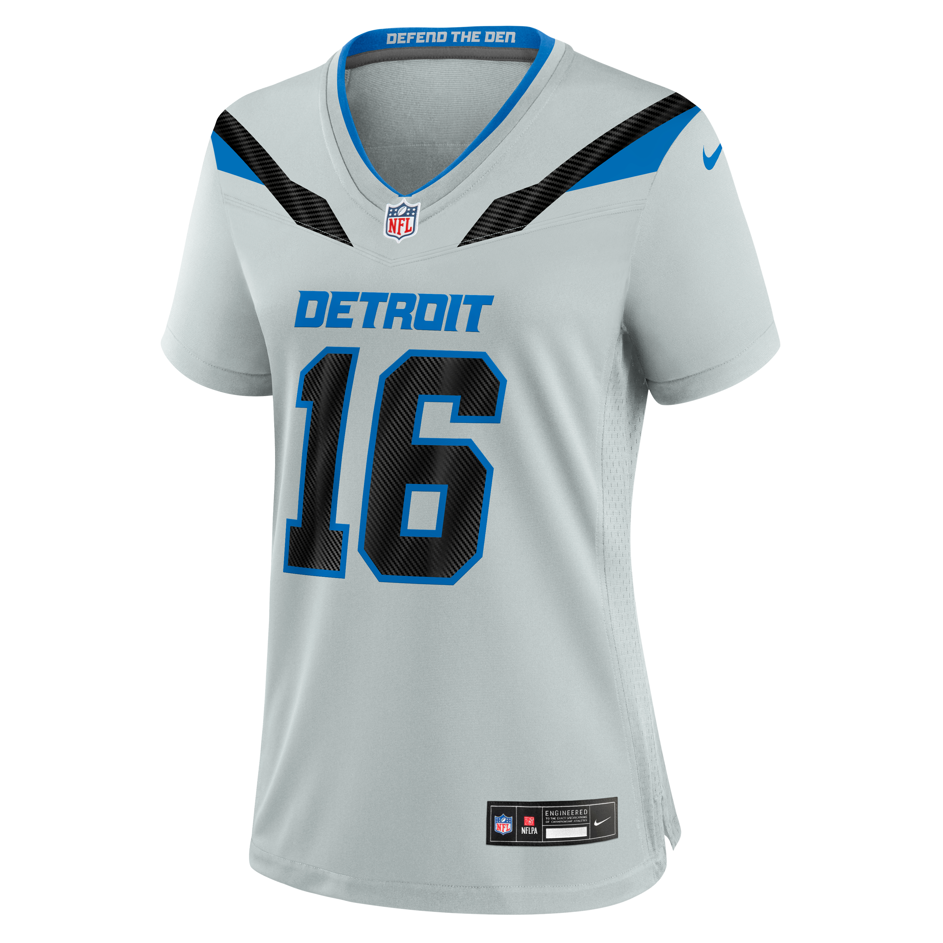 Women's Nike Jared Goff Silver Detroit Lions 2026 Rivalries Collection Game Jersey