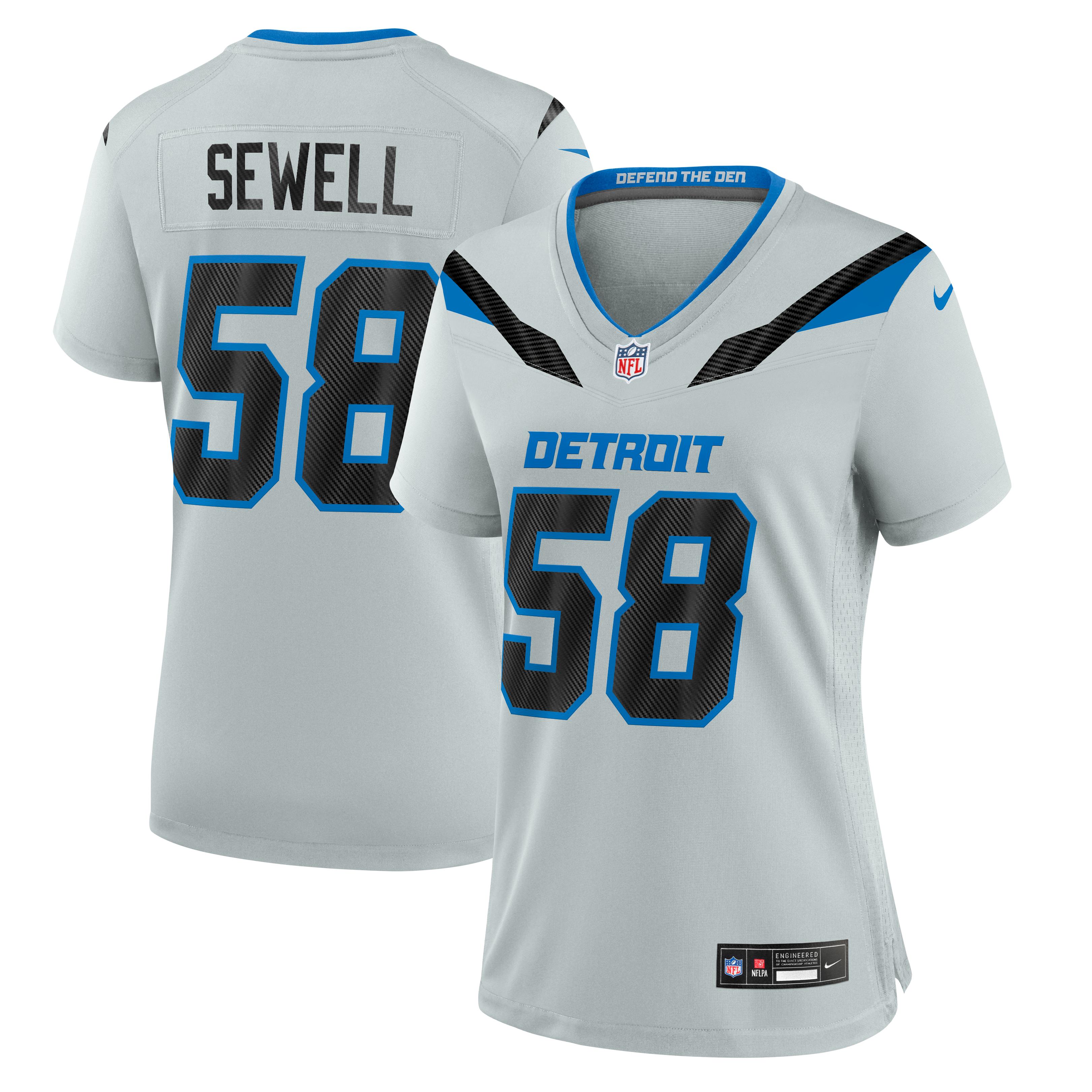 Women's Nike Penei Sewell Silver Detroit Lions 2026 Rivalries Collection Game Jersey