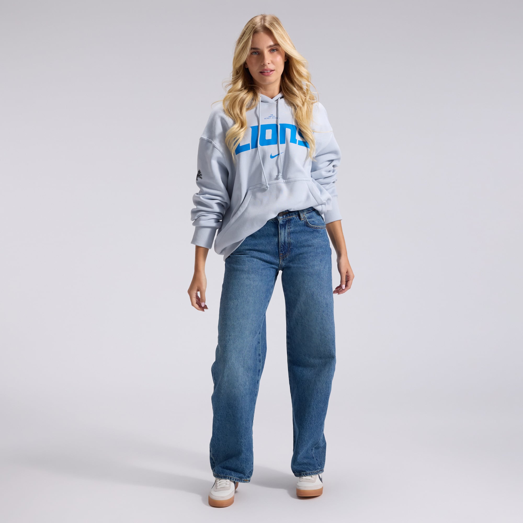 Women's Nike Silver Detroit Lions 2026 Rivalries Collection Oversized Pullover Hoodie