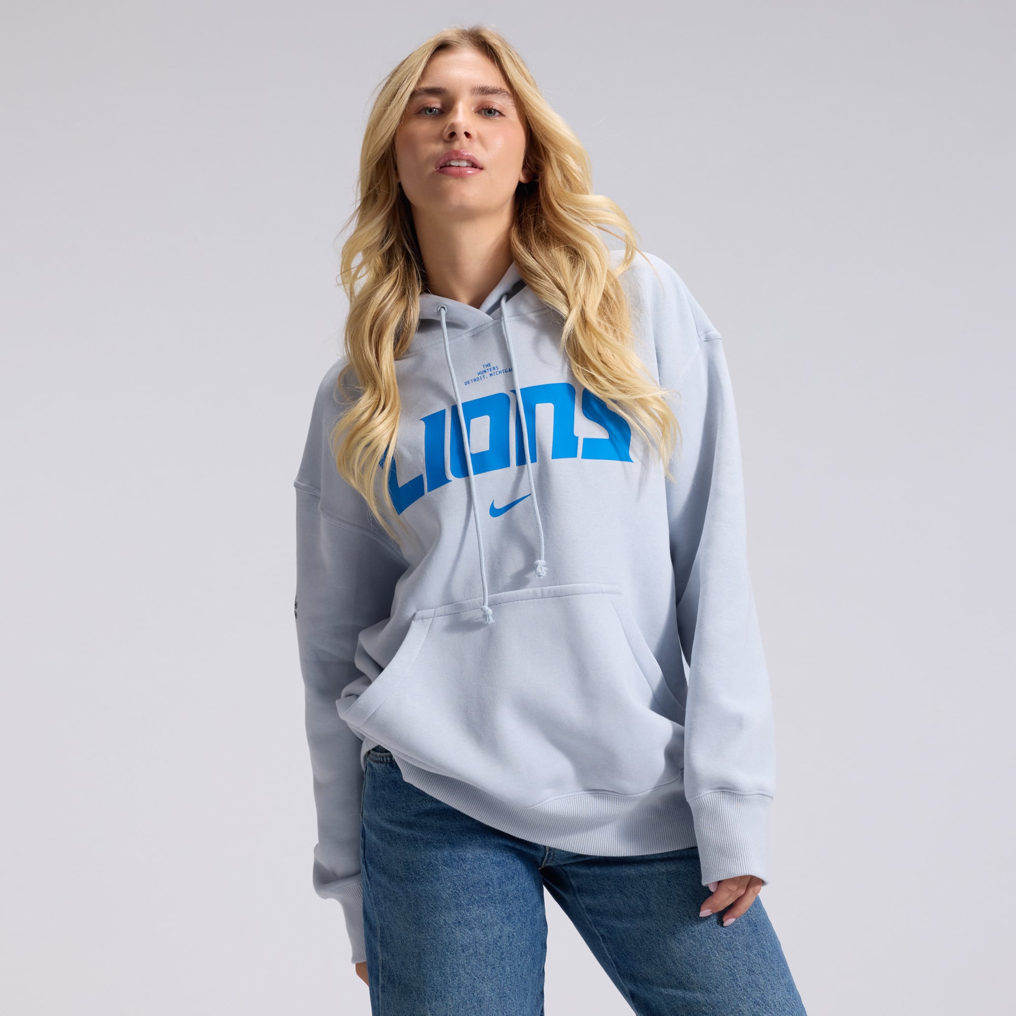 Women's Nike Silver Detroit Lions 2026 Rivalries Collection Oversized Pullover Hoodie