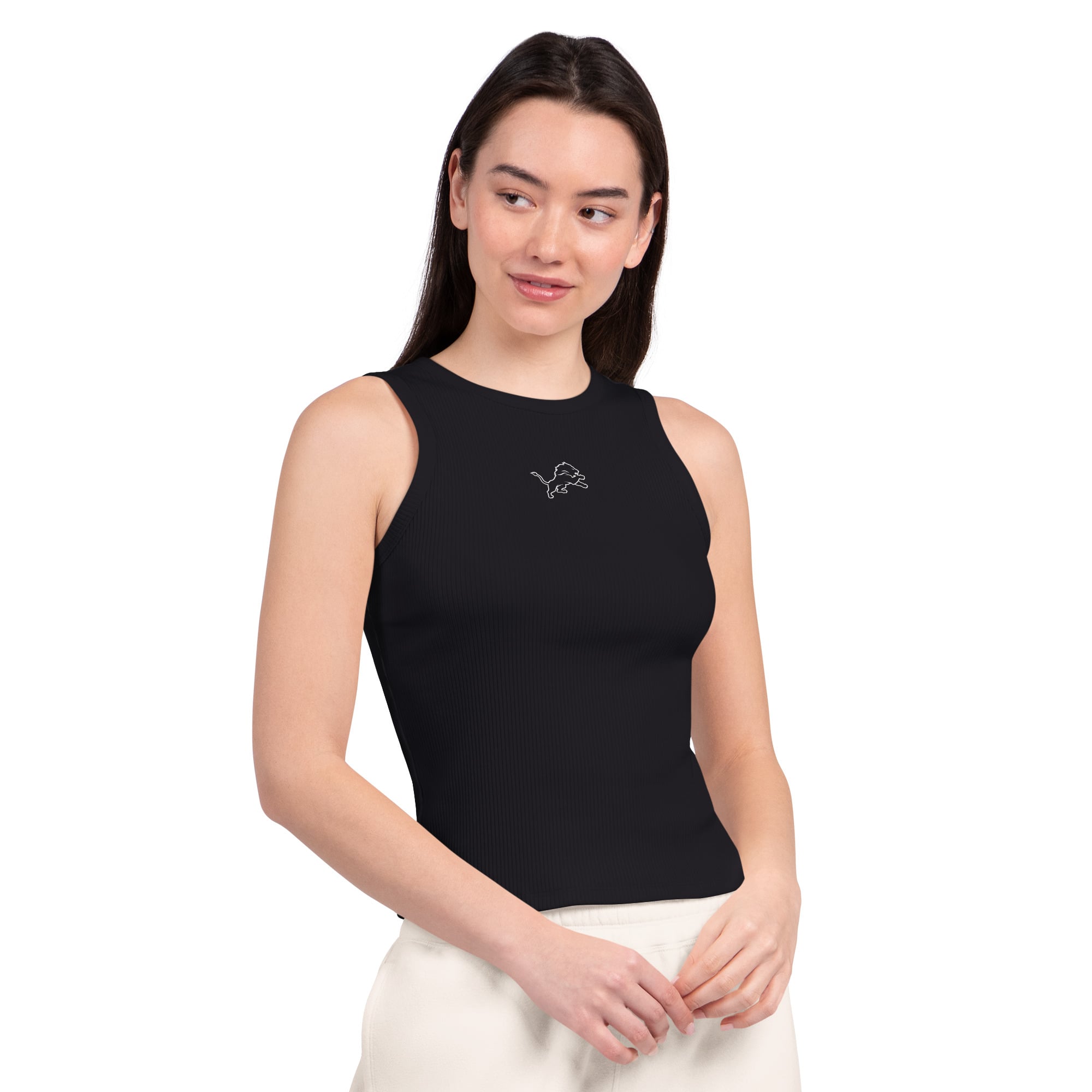 Débardeur court athleisure noir Detroit Lions de Starter pour femme