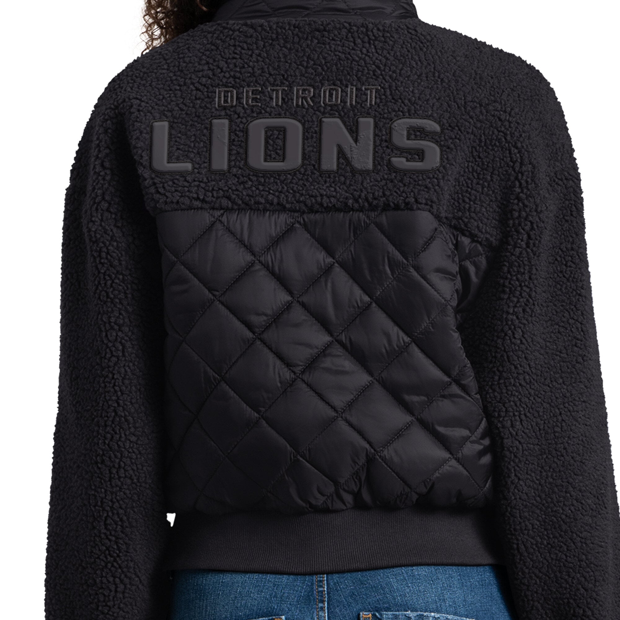 Veste zippée intégrale en sherpa Detroit Lions Journeyman noire Starter pour femme