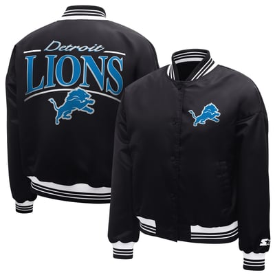  Detroit Lions Starter Satin Full-Snap Varsity Jacket - Black