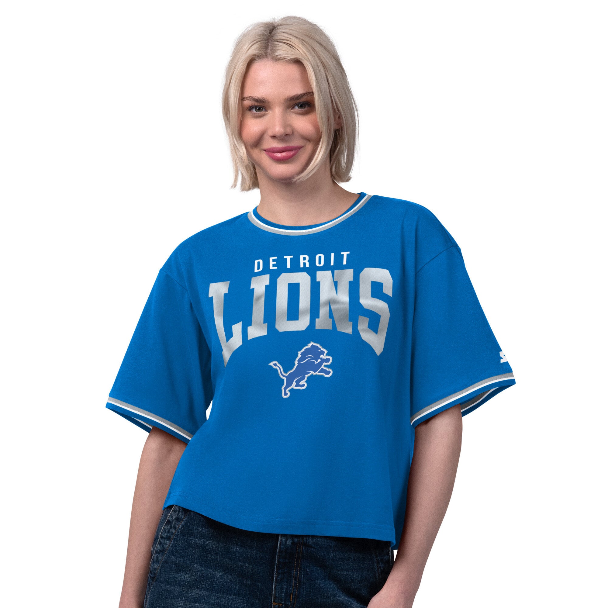 T-shirt court Ace des Lions de Détroit Starter Blue pour femmes