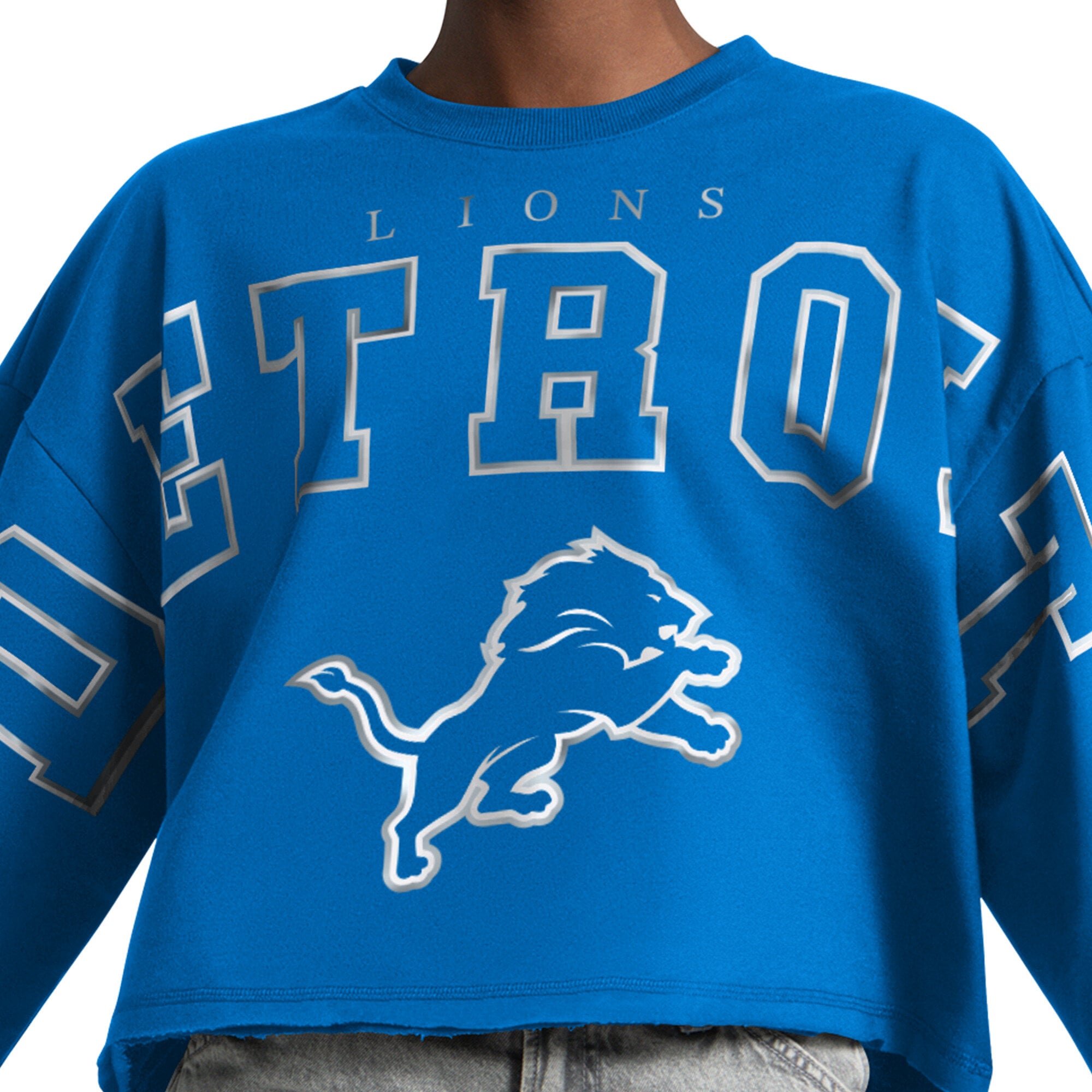 Sweat-shirt court Starter Blue Detroit Lions pour femmes