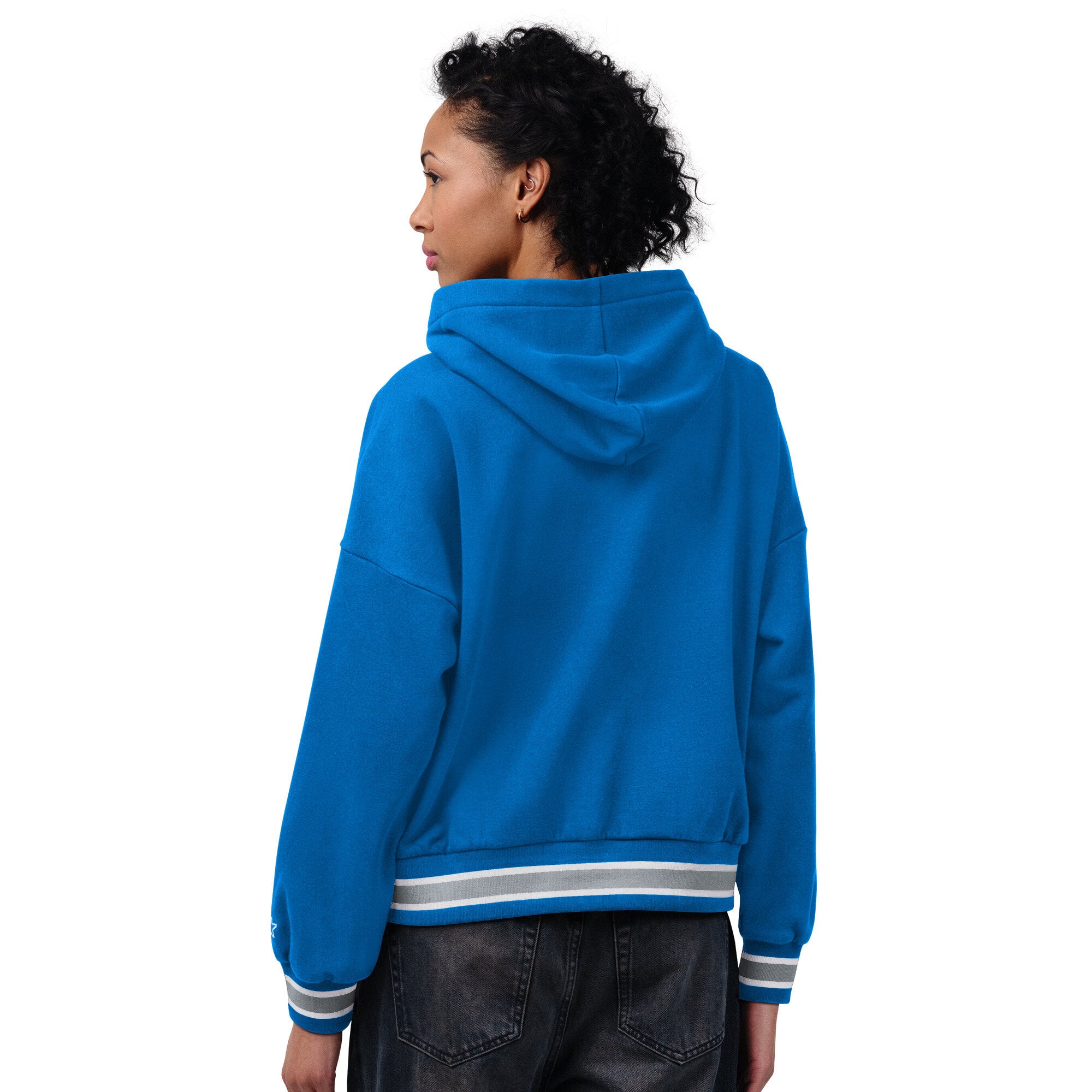 Women's Starter Blue Detroit Lions Home Plate Hoodie