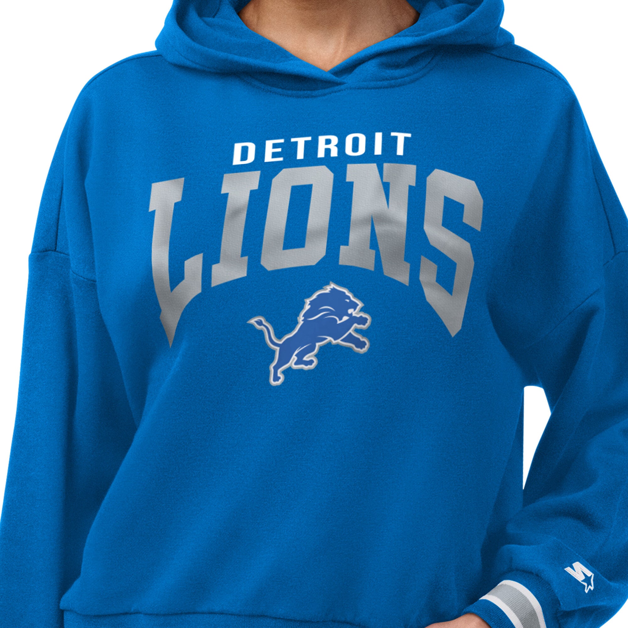 Women's Starter Blue Detroit Lions Home Plate Hoodie