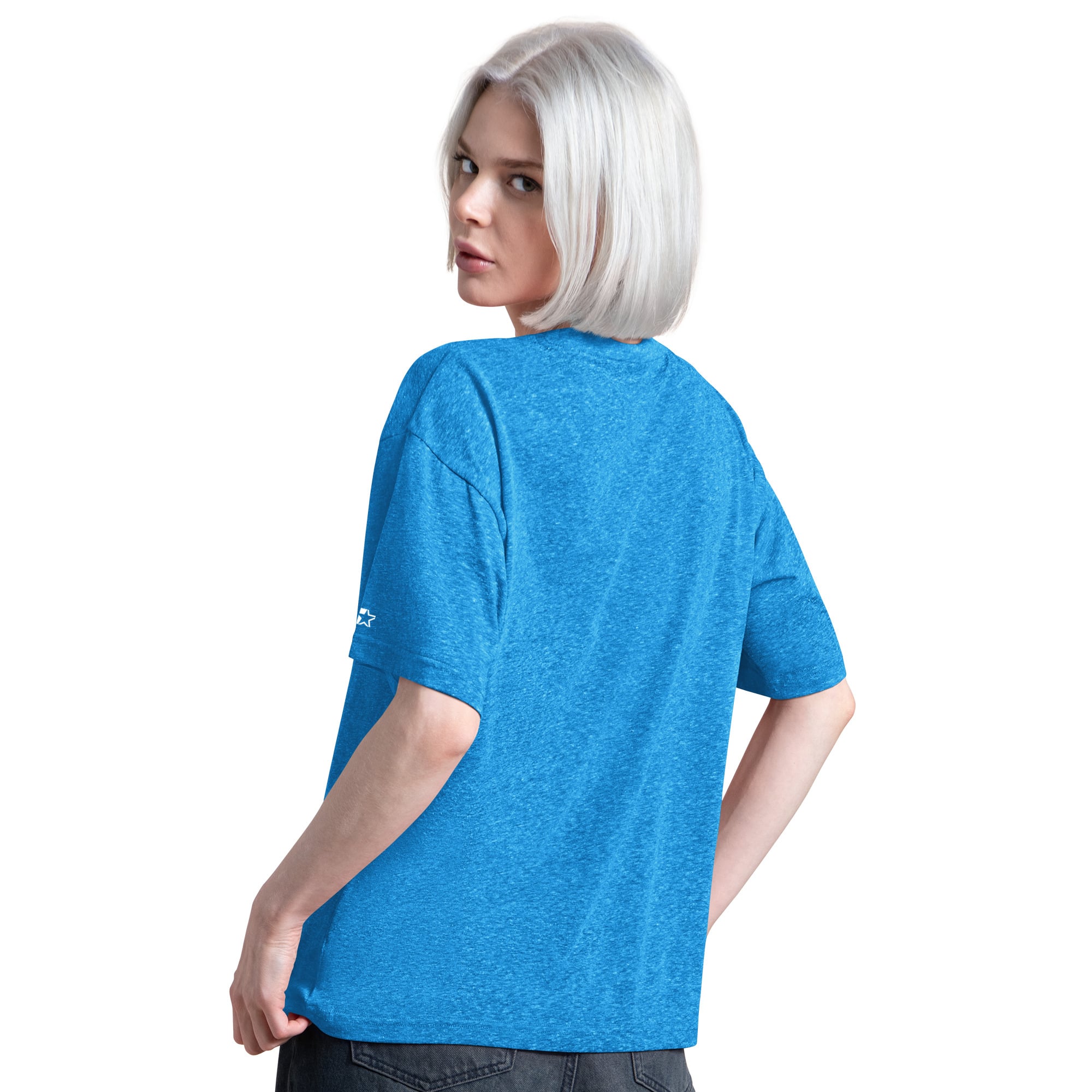 T-shirt Starter bleu Detroit Lions Jump Shot Boyfriend Tri-Blend pour femme