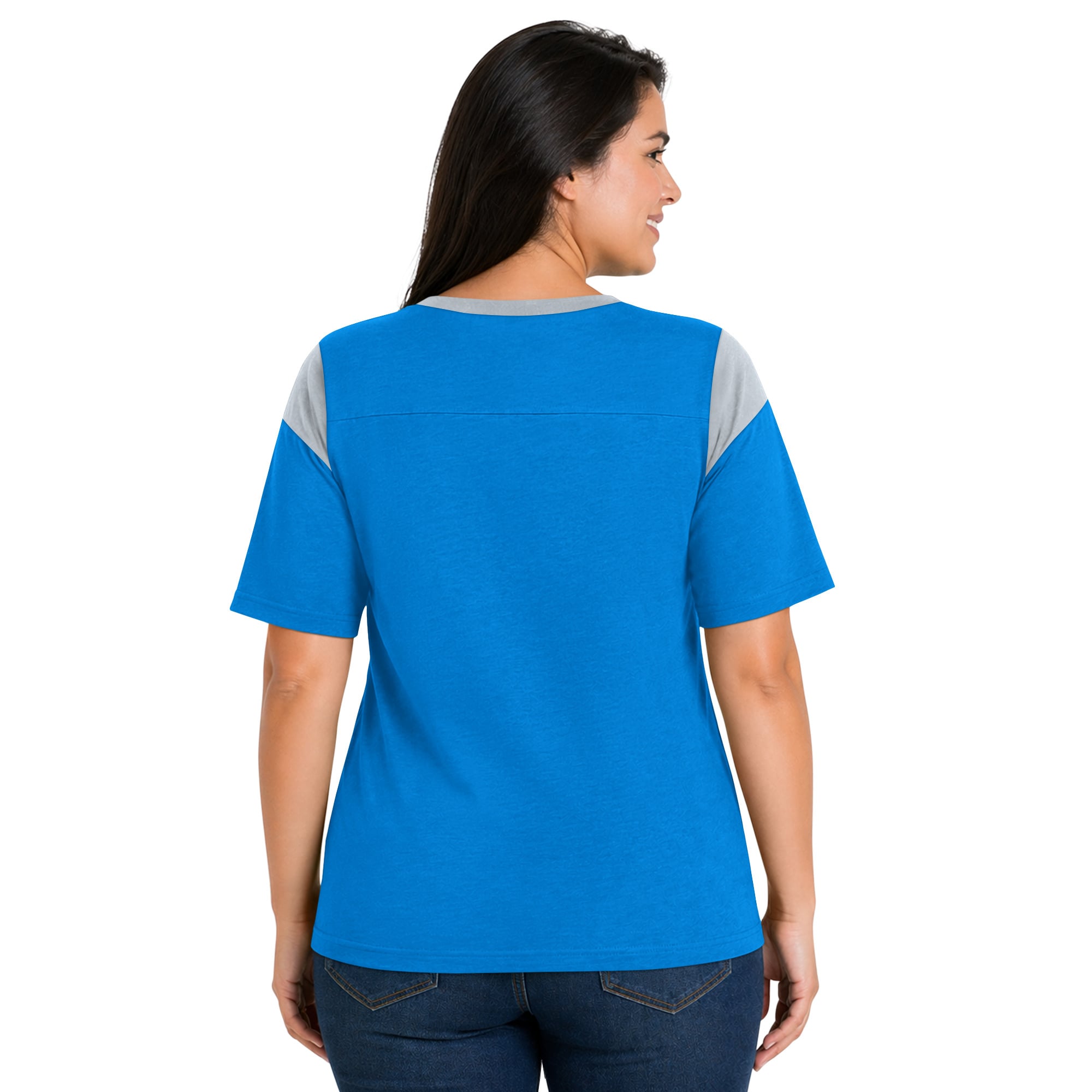 Women's Starter  Blue Detroit Lions Plus Linebacker Slub T-Shirt