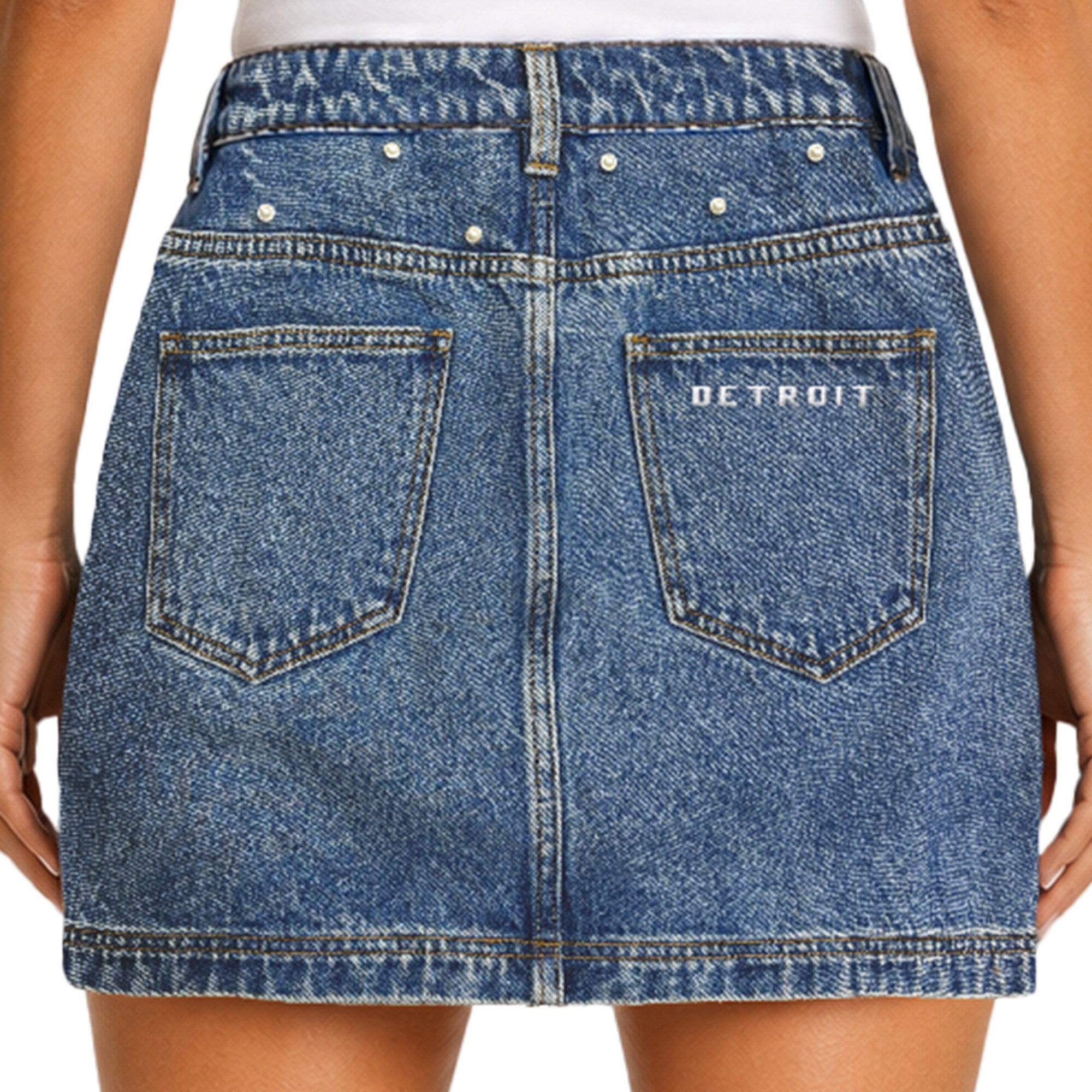 Women's Starter Denim Detroit Lions Pearl Icon Skirt