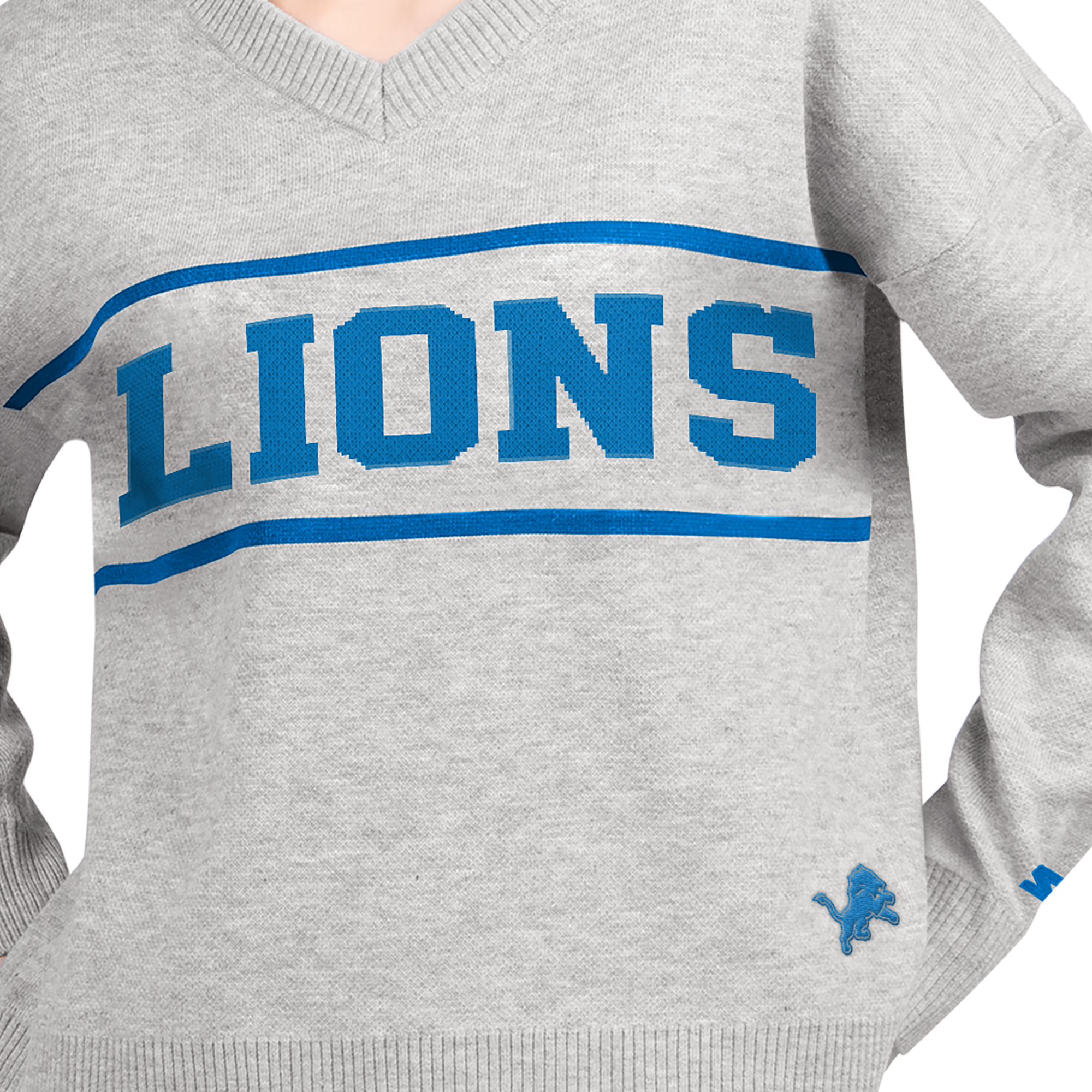 Pull à col en V gris Detroit Lions de Starter pour femme
