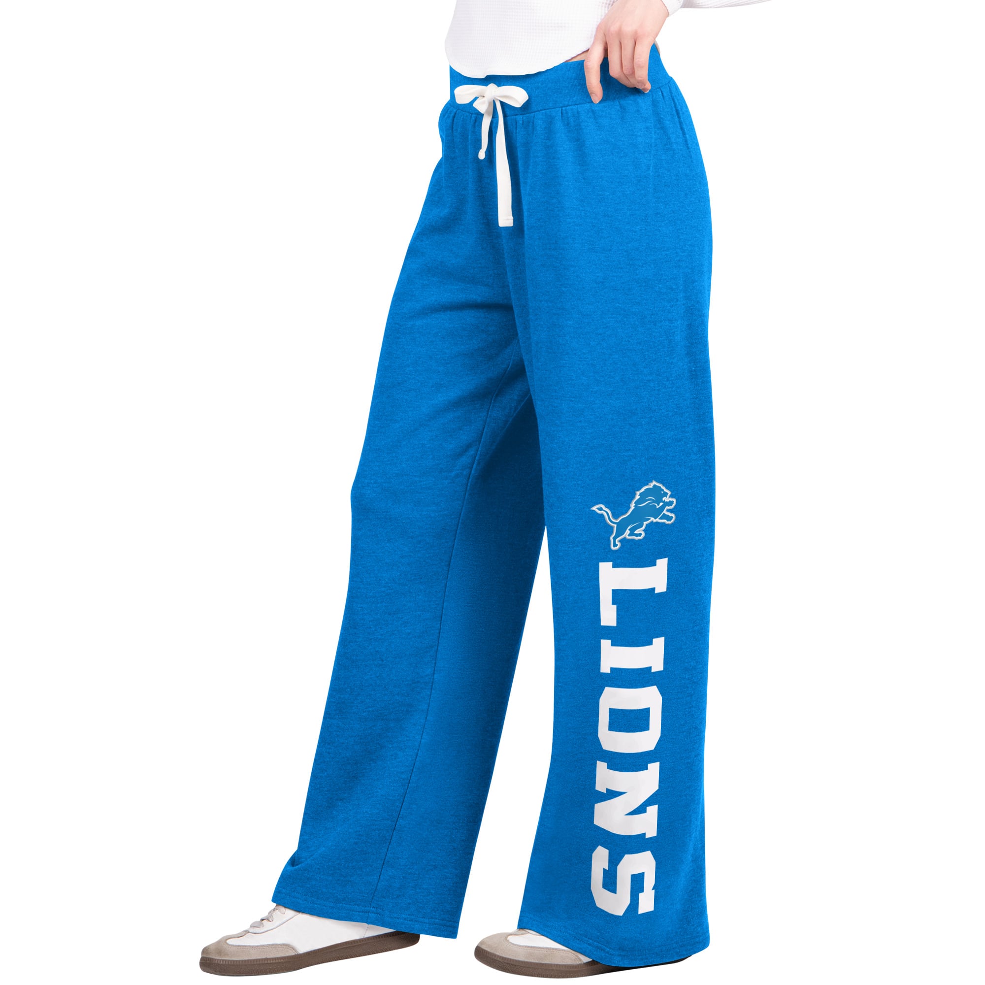 Women's  Starter Royal Detroit Lions Field Wide Leg Sweatpants