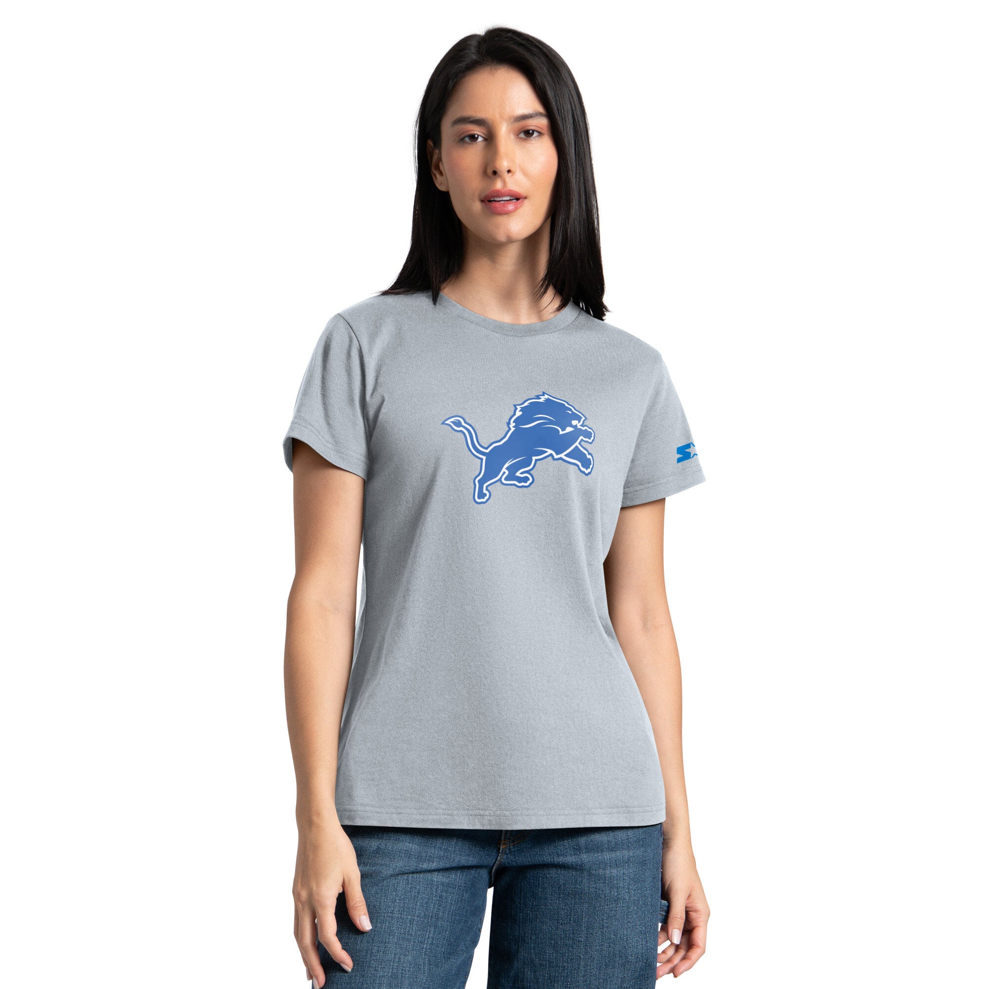 Ensemble sweat à capuche et t-shirt Detroit Lions argenté/bleu pour femme