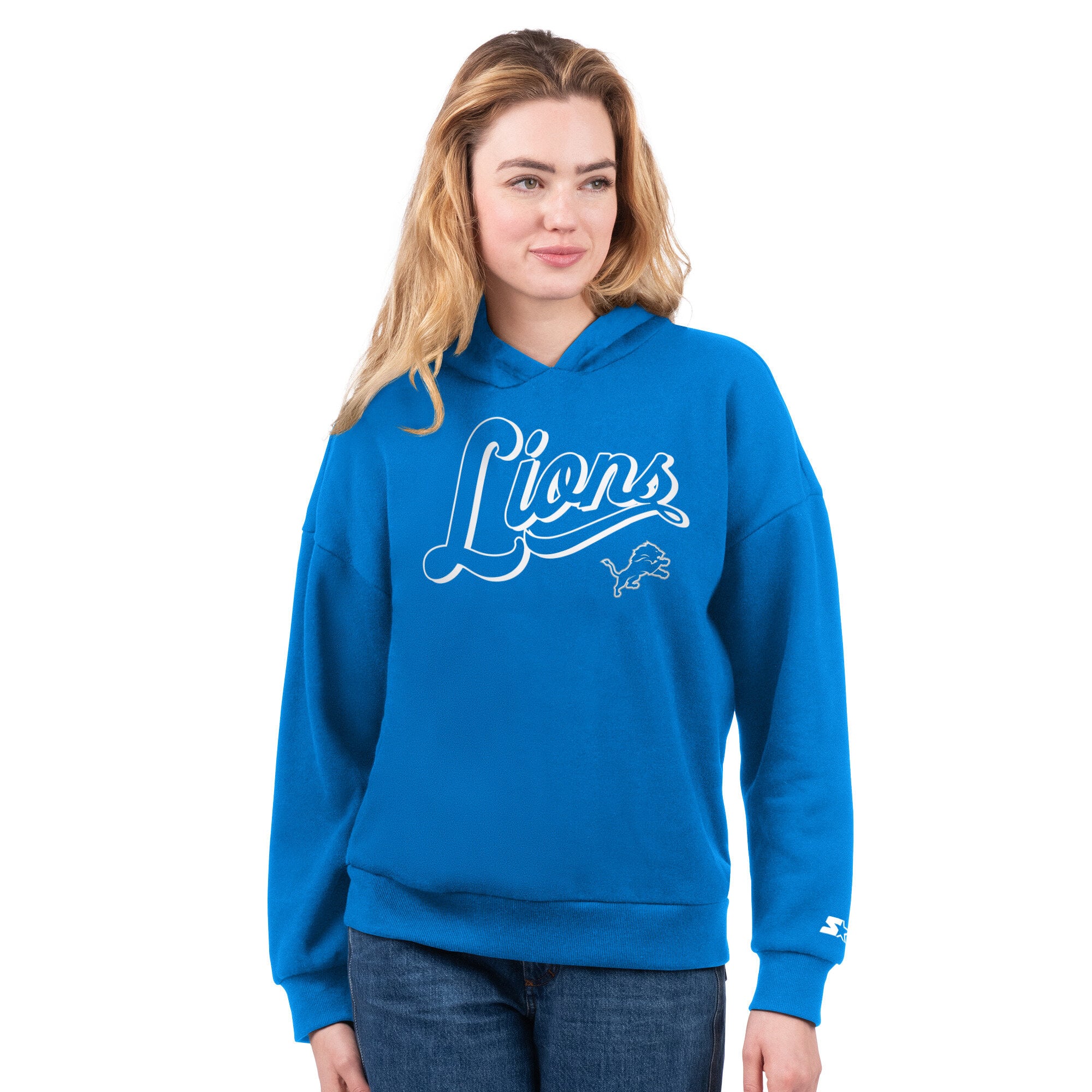 Ensemble sweat à capuche et t-shirt Detroit Lions argenté/bleu pour femme
