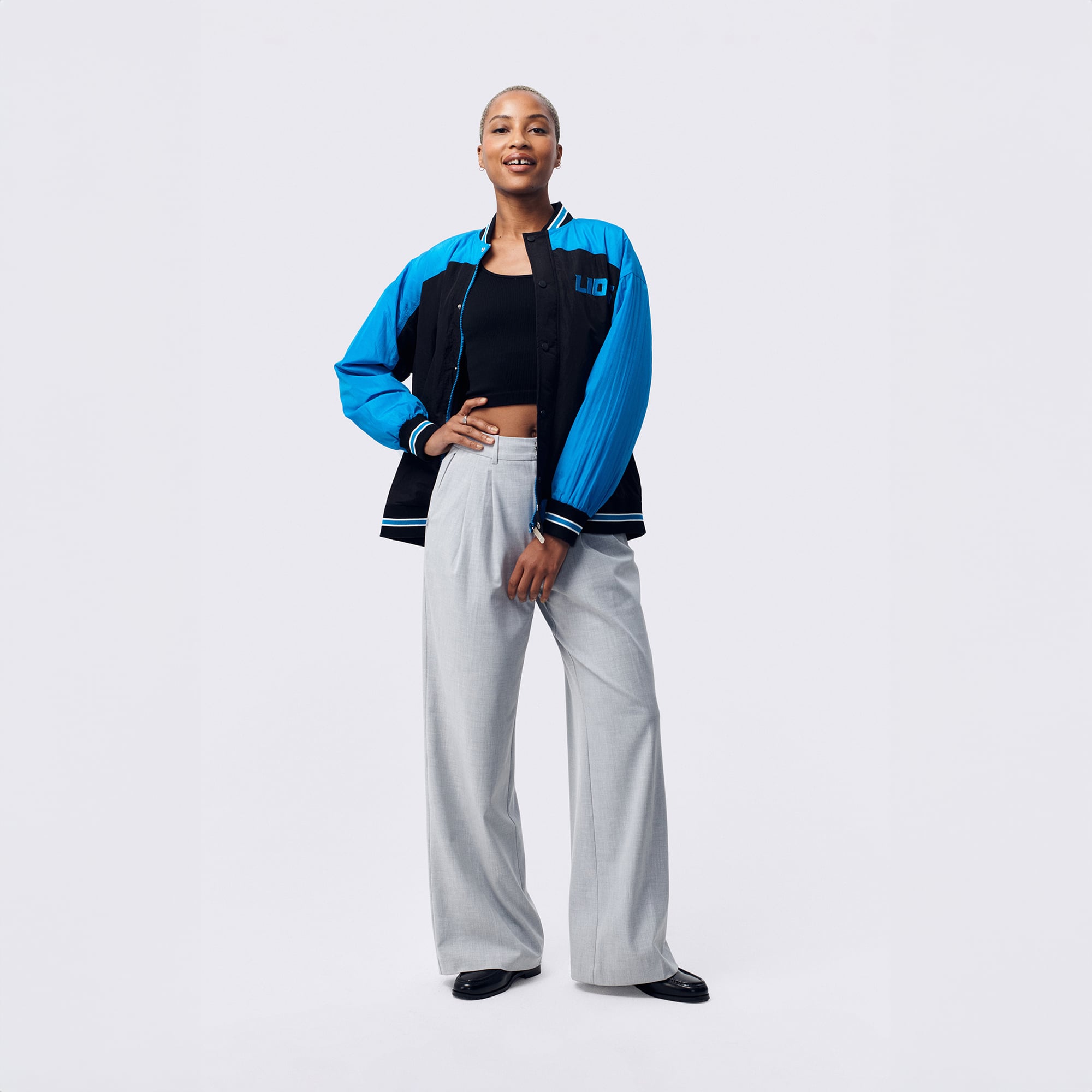 Veste bomber zippée Terez noire Detroit Lions pour femme