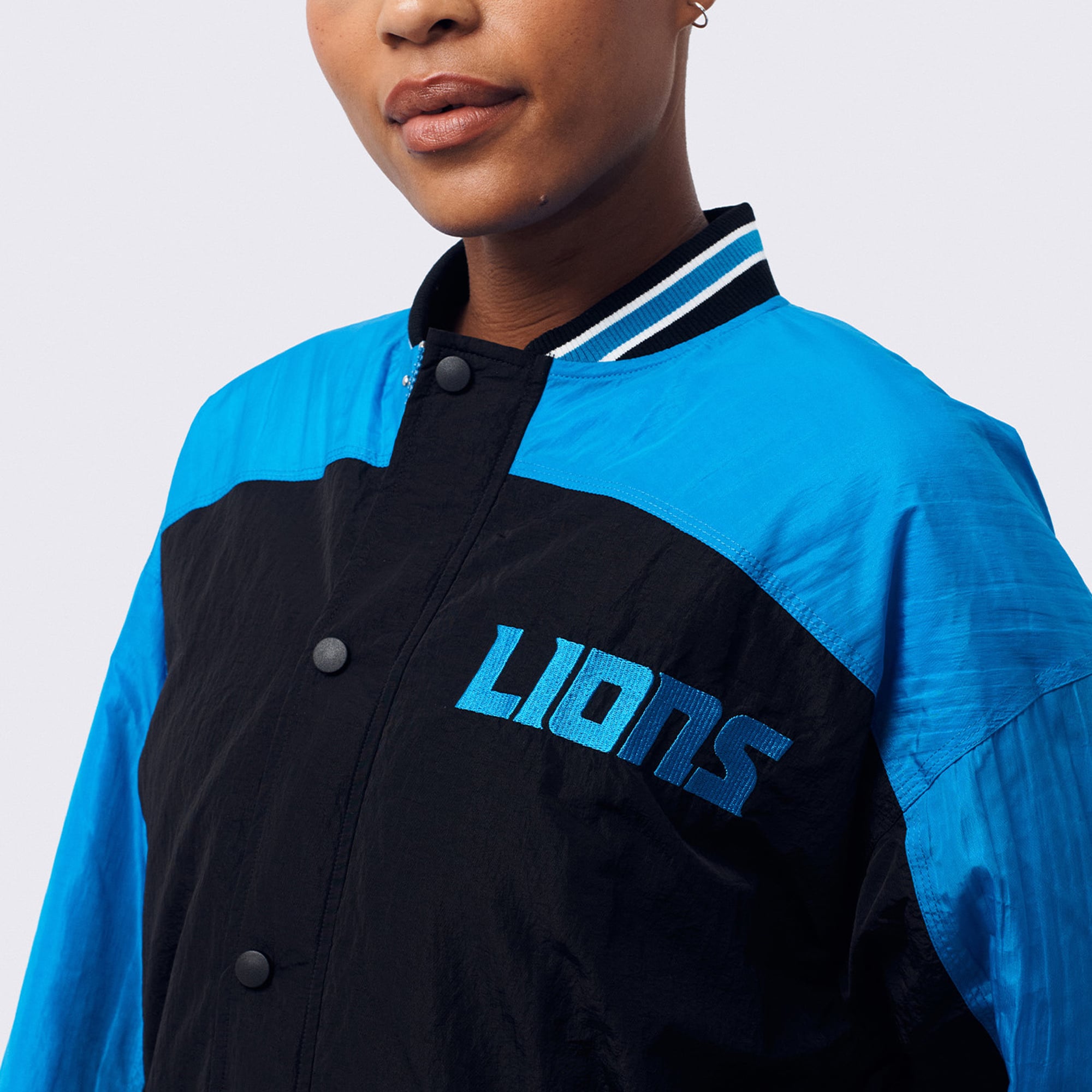 Veste bomber zippée Terez noire Detroit Lions pour femme