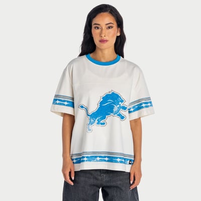  Detroit Lions The Wild Collective Women's Oversized Established Boyfriend T-Shirt - Cream