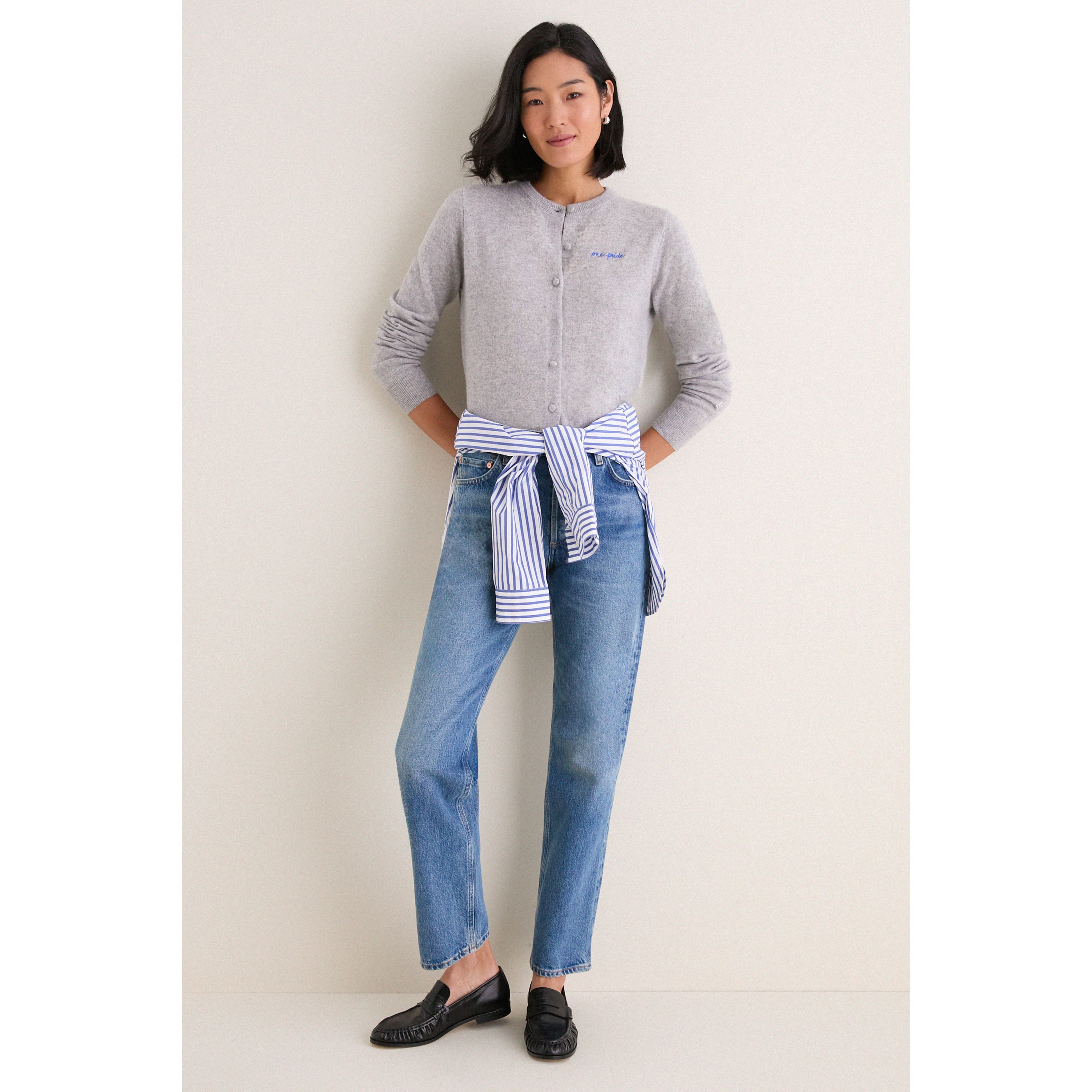 Gilet en cachemire gris à boutons pour femme, modèle Detroit Lions de Tuckernuck