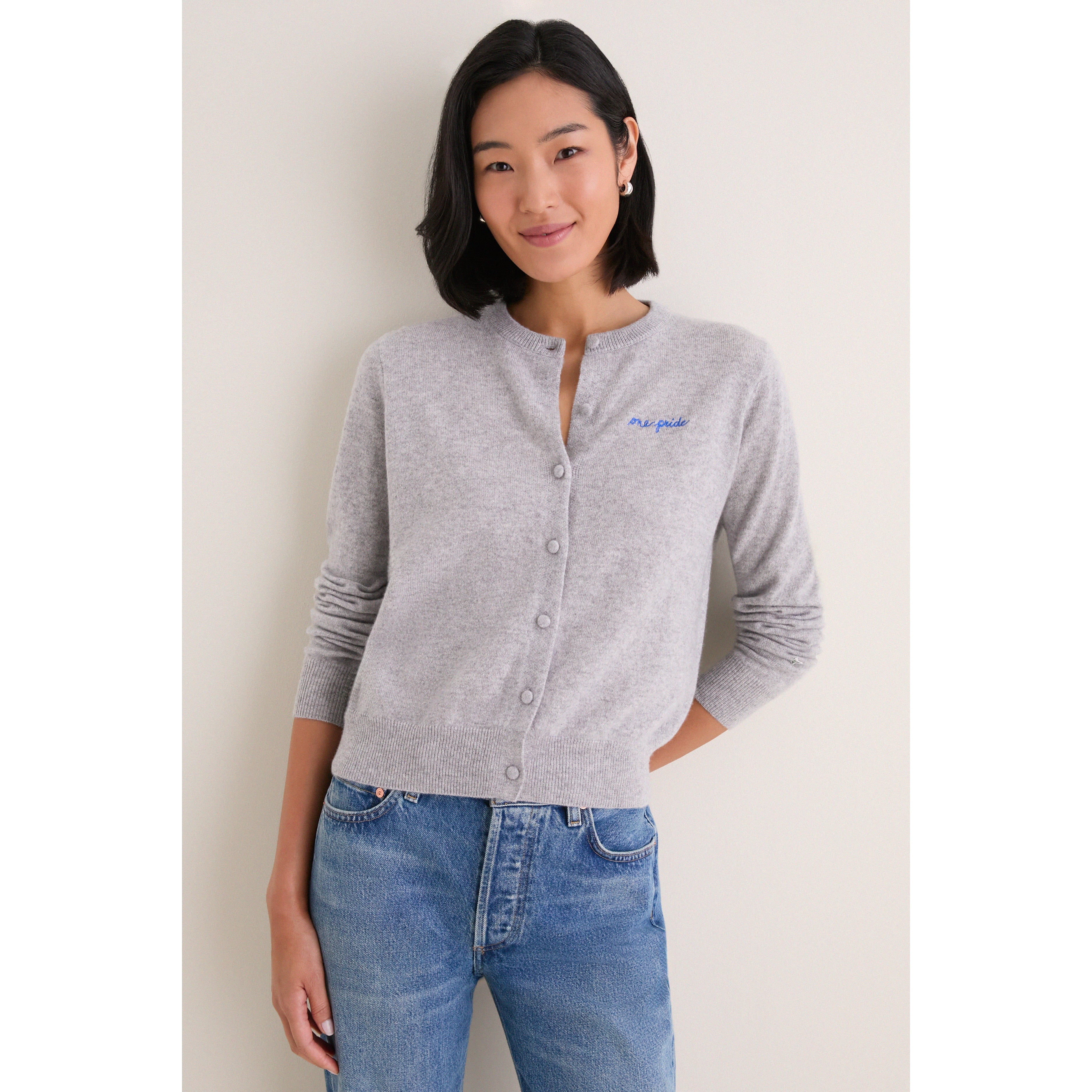 Gilet en cachemire gris à boutons pour femme, modèle Detroit Lions de Tuckernuck