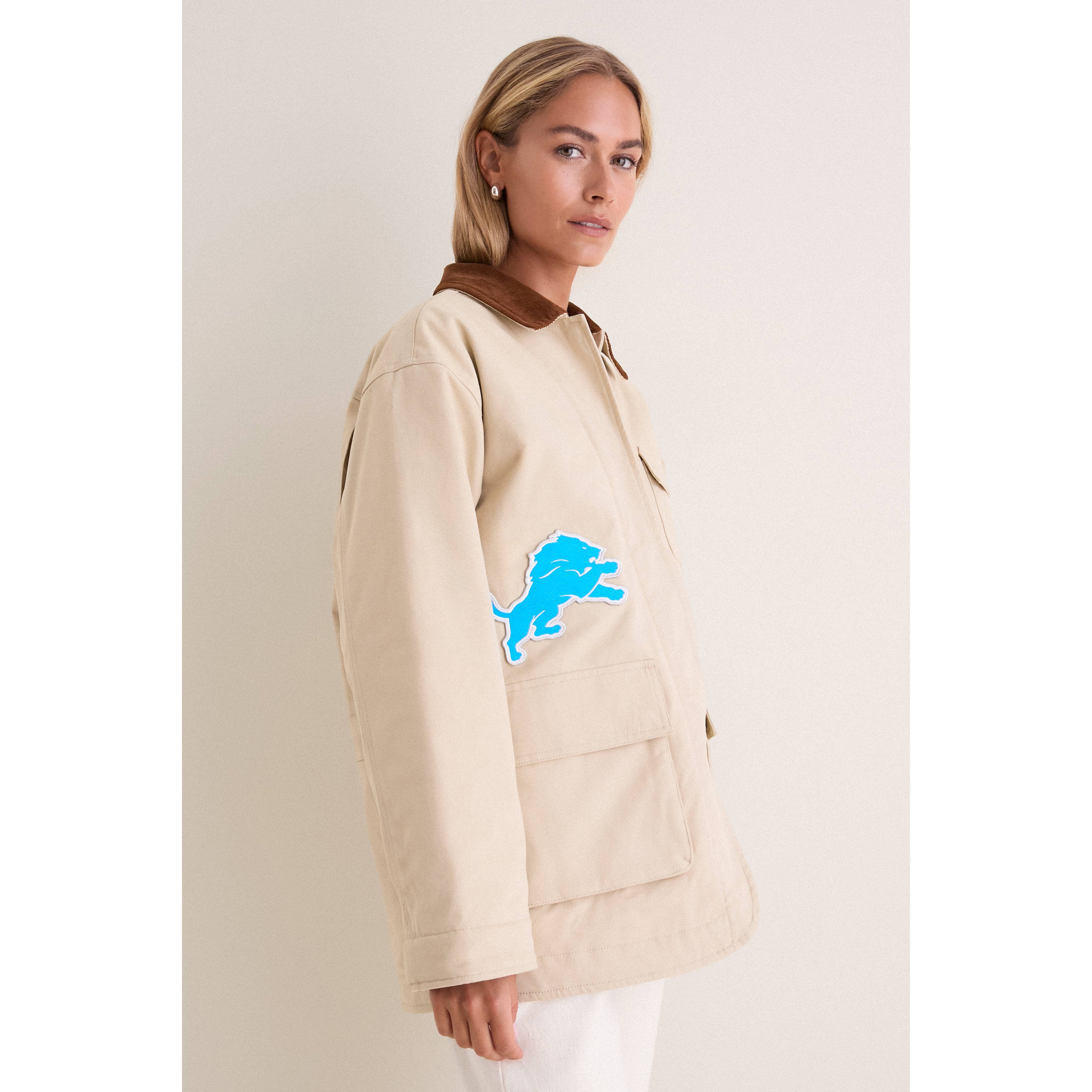 Veste de grange Tuckernuck Stone Detroit Lions pour femme, à boutons-pression.