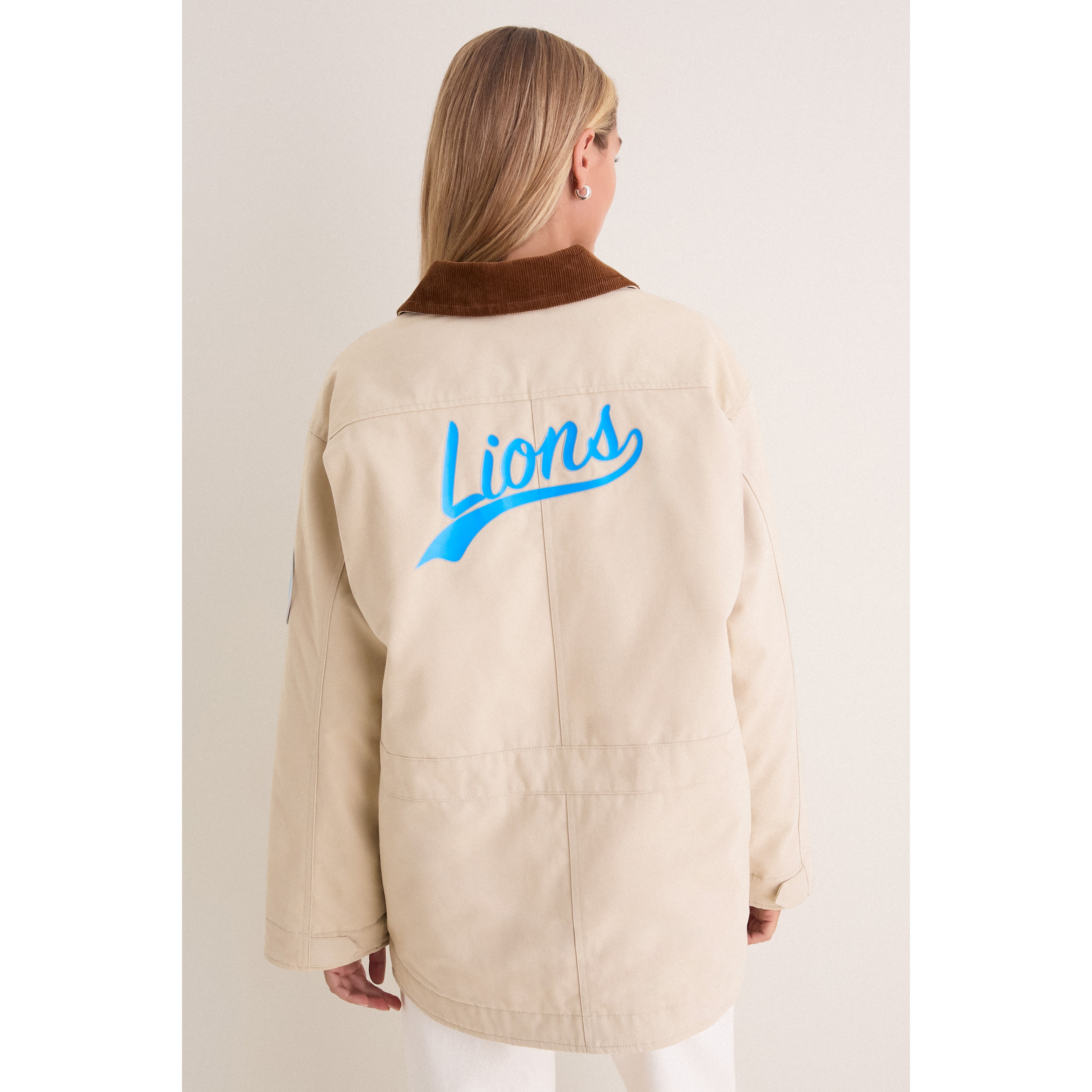 Veste de grange Tuckernuck Stone Detroit Lions pour femme, à boutons-pression.