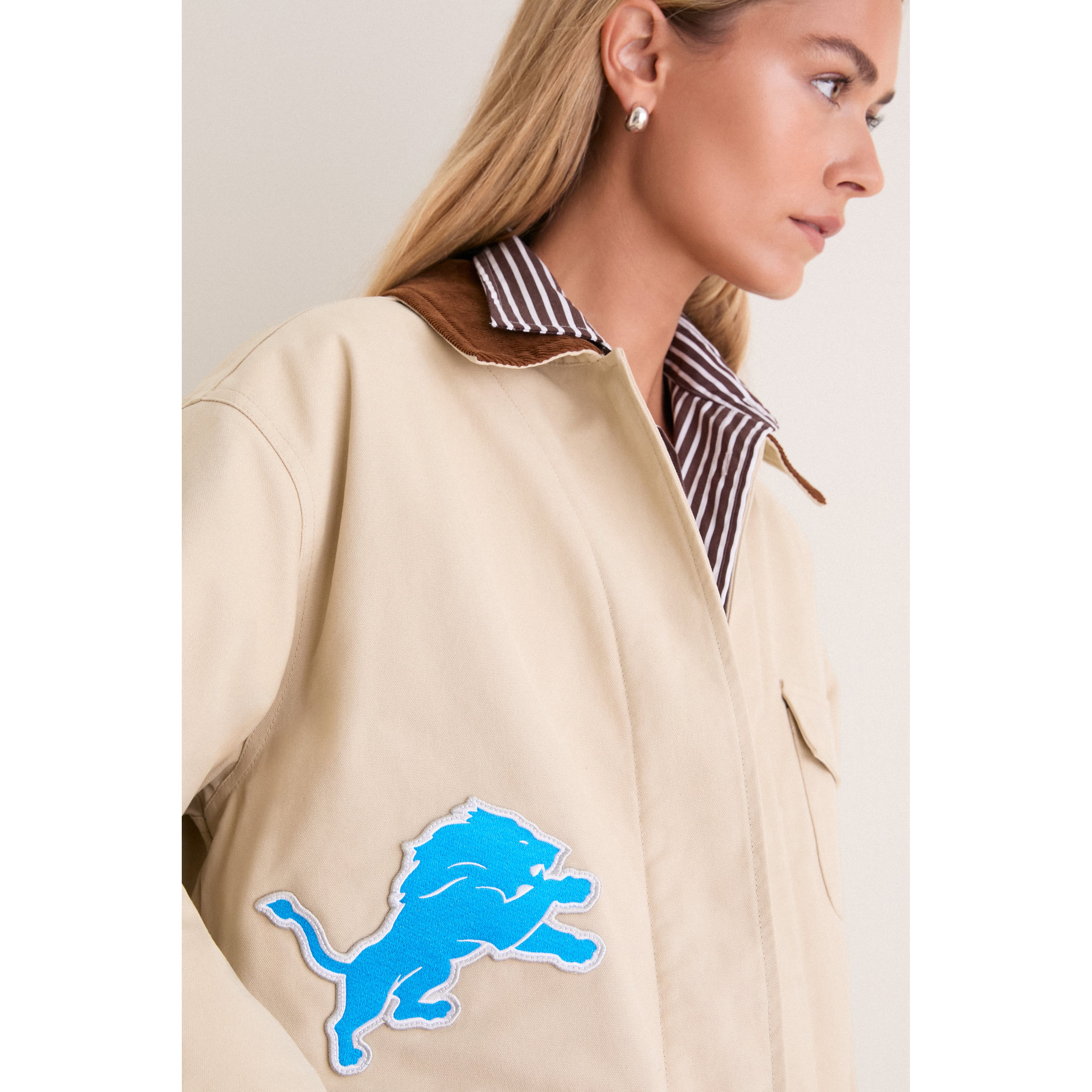Veste de grange Tuckernuck Stone Detroit Lions pour femme, à boutons-pression.