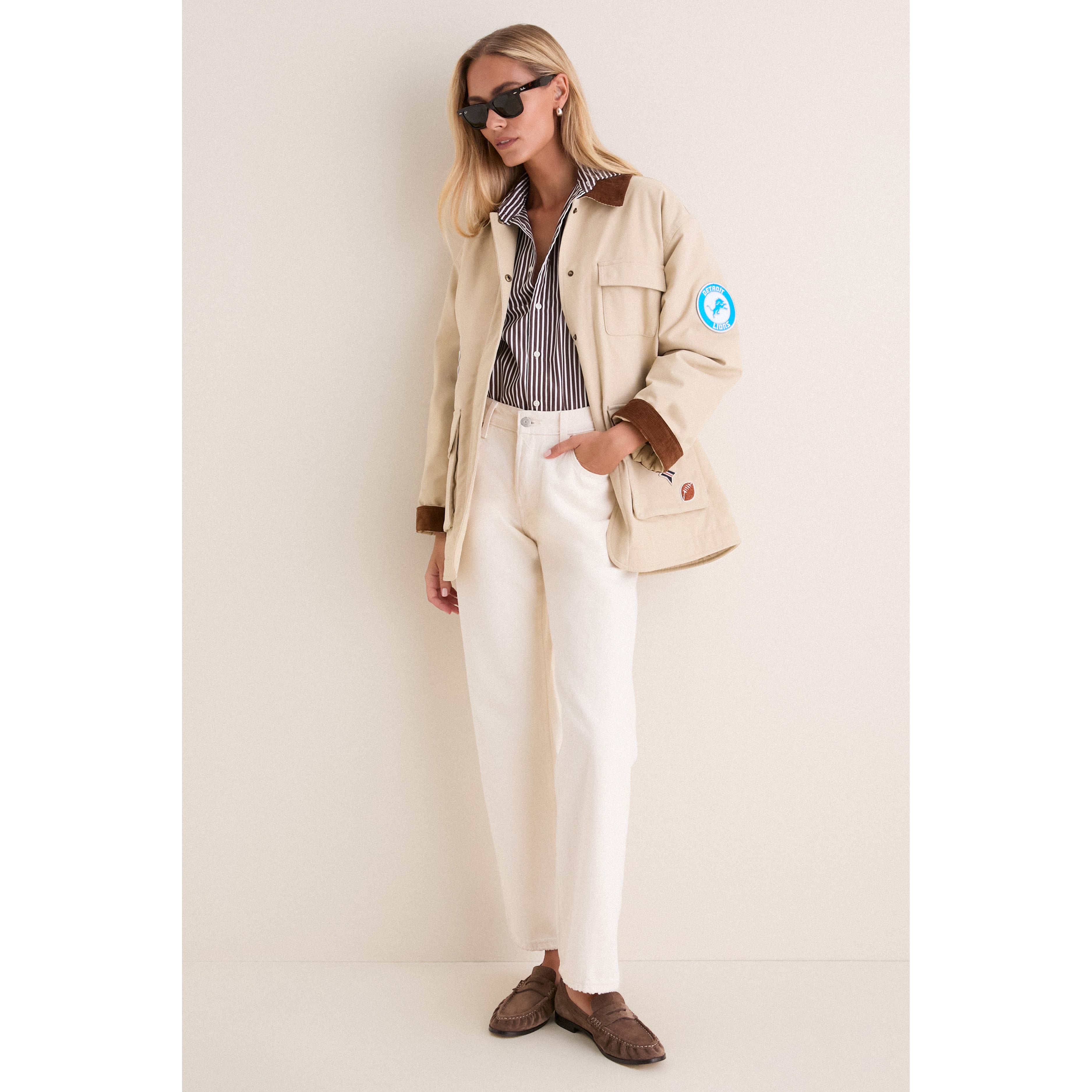 Veste de grange Tuckernuck Stone Detroit Lions pour femme, à boutons-pression.